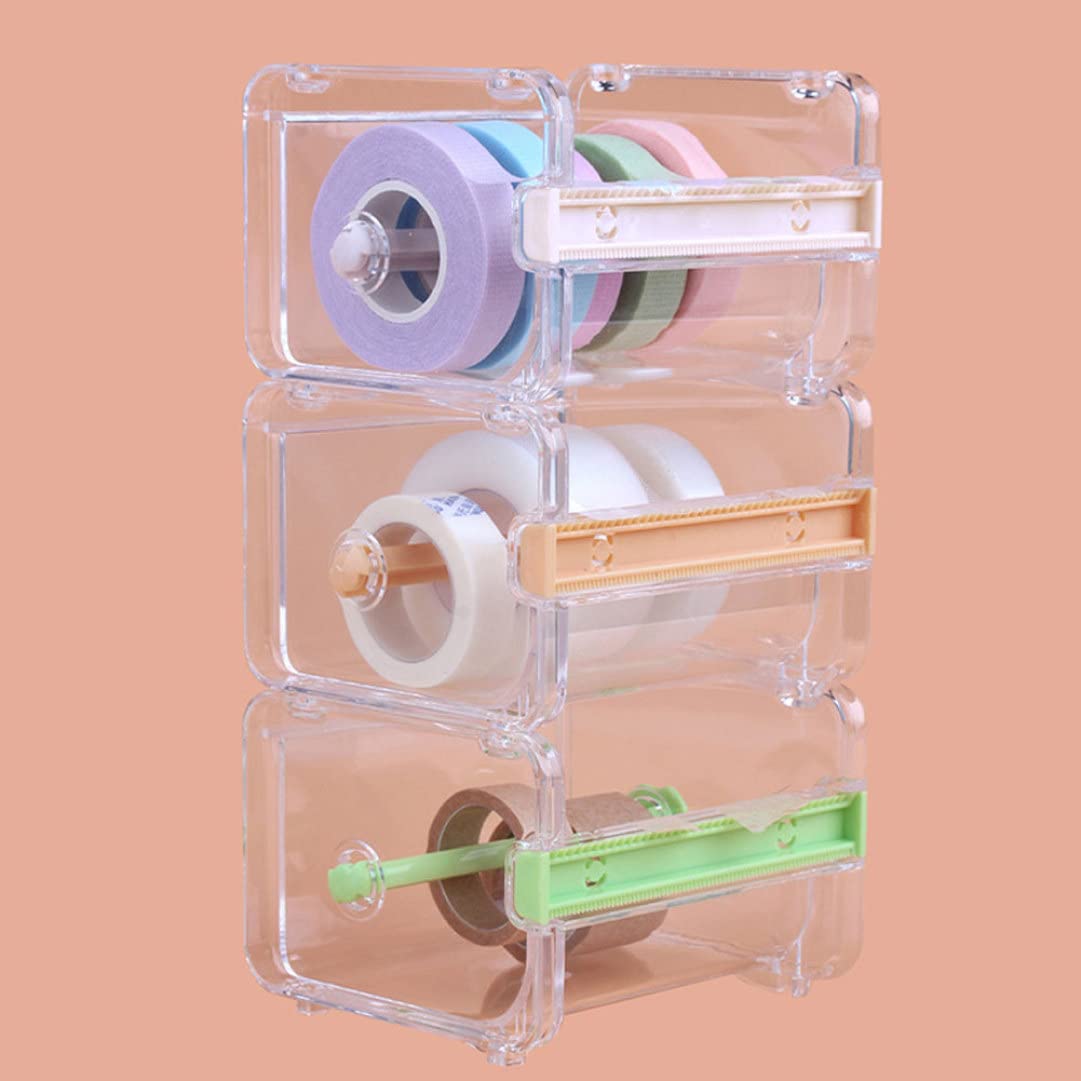 Clear Tape Dispenser for Eyelash Extensions - White Tape Holder Organizer with Lash Tape Separator - Perfect for Salon, Beauty Studio & Home Lash Application