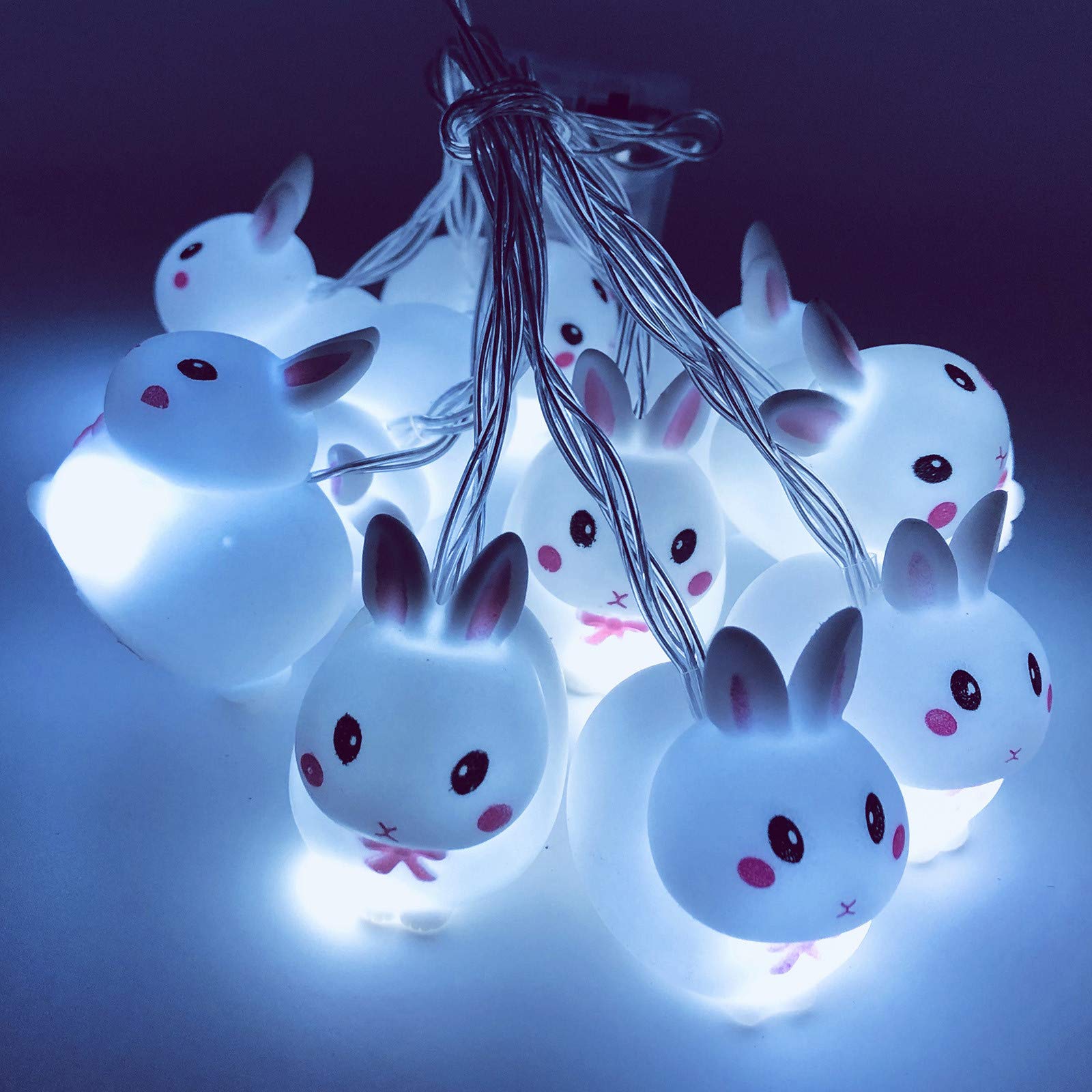 Easter Bunny LED String Lights - 10ft 10 LED Bunny Shaped Fairy Lights, Battery Powered Colorful Hanging Night Light for Spring Wedding, Room, Garden, Patio, Easter Party Decor - Perfect for Indoor & Outdoor Holiday Lighting