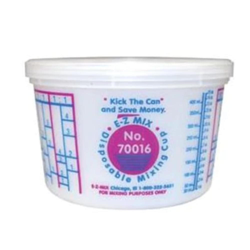 E-Z Mix 1 Pint (16 oz) Disposable Plastic Mixing Cups - 100 Pack for Epoxy Resin, Paint, Glue & Art Supplies - Perfect for DIY Crafts, Construction & Industrial Use