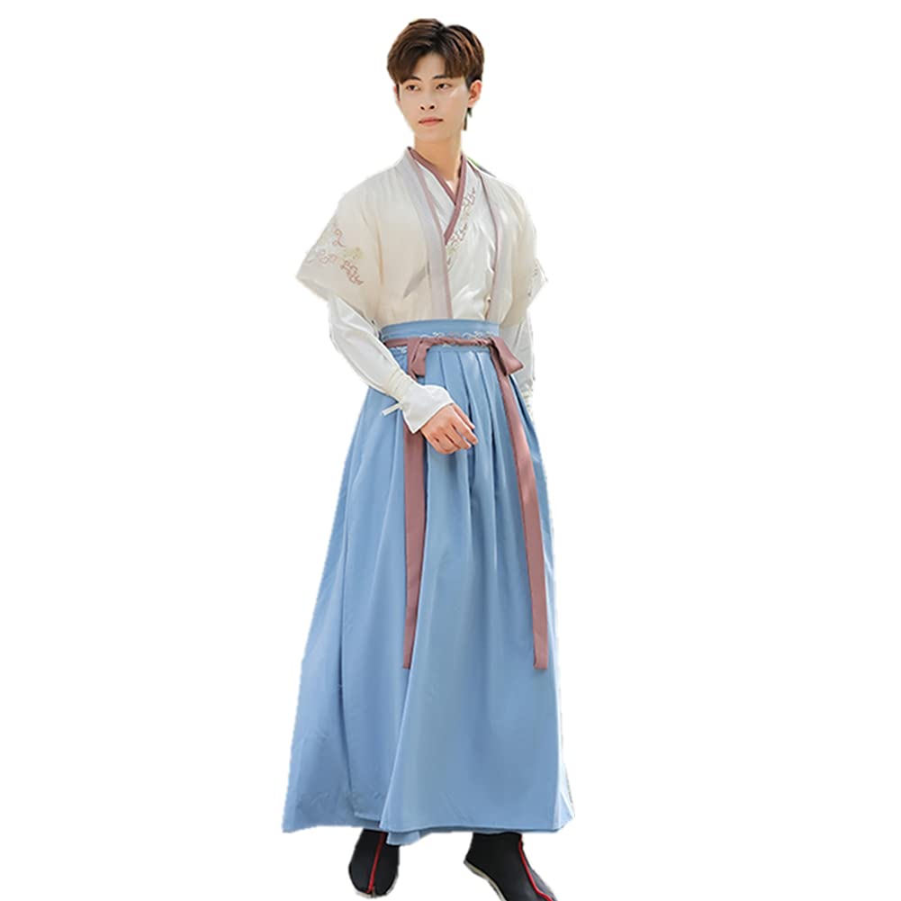 Ancient Chinese Hanfu Costume for Men - Traditional Dynasty Embroidered Robe with Elegant Design | Halloween Cosplay, Historical Reenactment, Themed Parties & Cultural Events