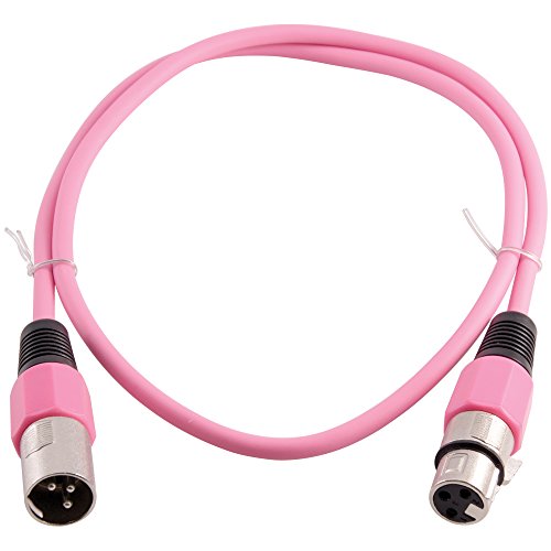 Grindhouse Speakers LEXLR-3Pink 3ft Pink XLR Microphone Cable - Durable Mic Cord for Studio Recording, Live Performances, and Podcasting