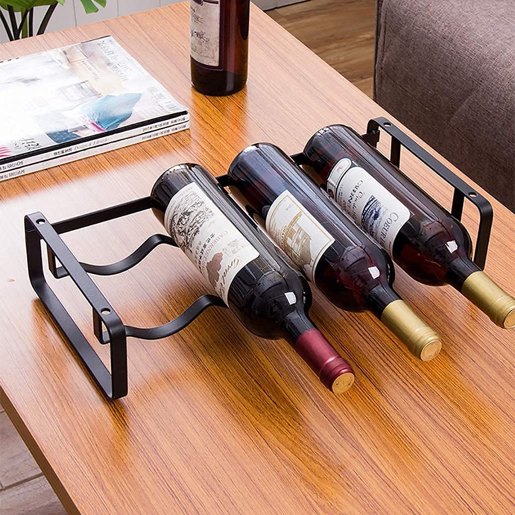 Foldable Iron Wine Rack Holder - 4 Bottle Capacity - Space Saving Kitchen & Living Room Decor - Perfect for Home Bar, Dining Room, and Gift Giving