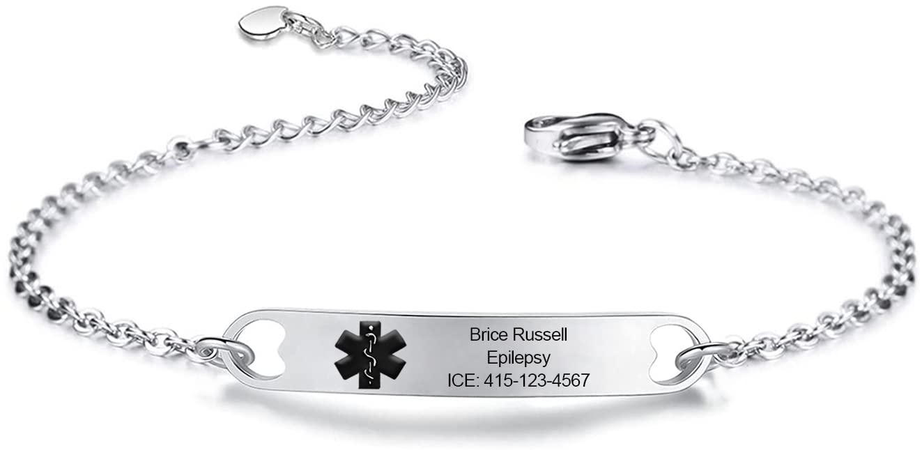 Personalized Medical Alert Bracelets for Women & Men - Stainless Steel Emergency ID Bracelet with Free Engraving, Adjustable for Mom, Dad & Seniors - Perfect for Daily Wear, Travel & Health Safety