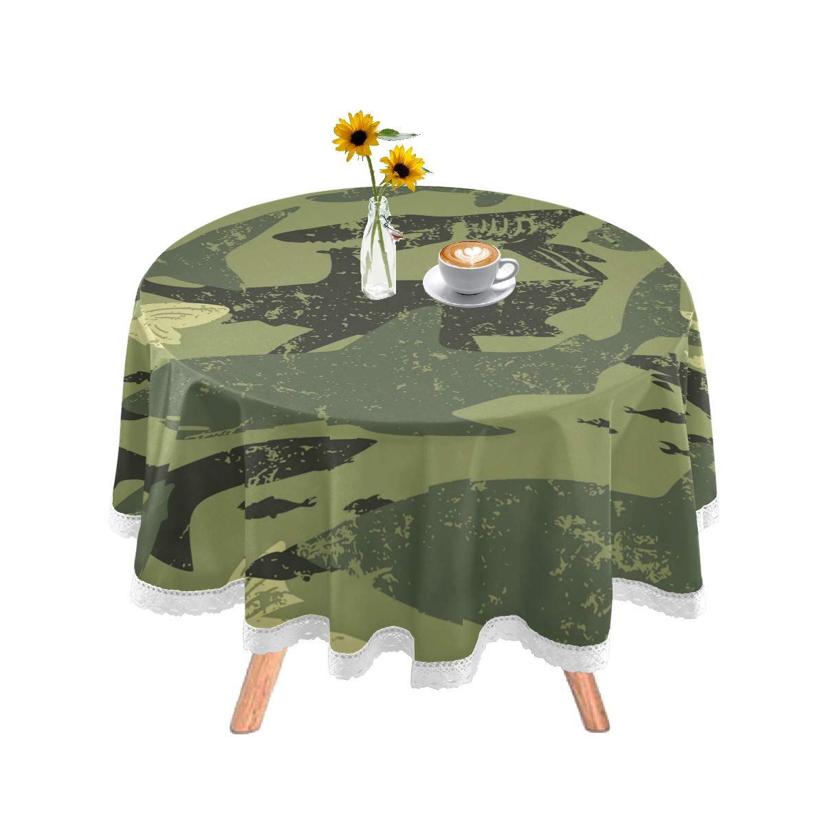 DOMIKING 60 Inch Round Tablecloth - Camouflage Shark Design, Washable Polyester Fabric for Holiday Dinners & Parties | Perfect for Outdoor BBQs, Birthday Celebrations & Restaurant Decor
