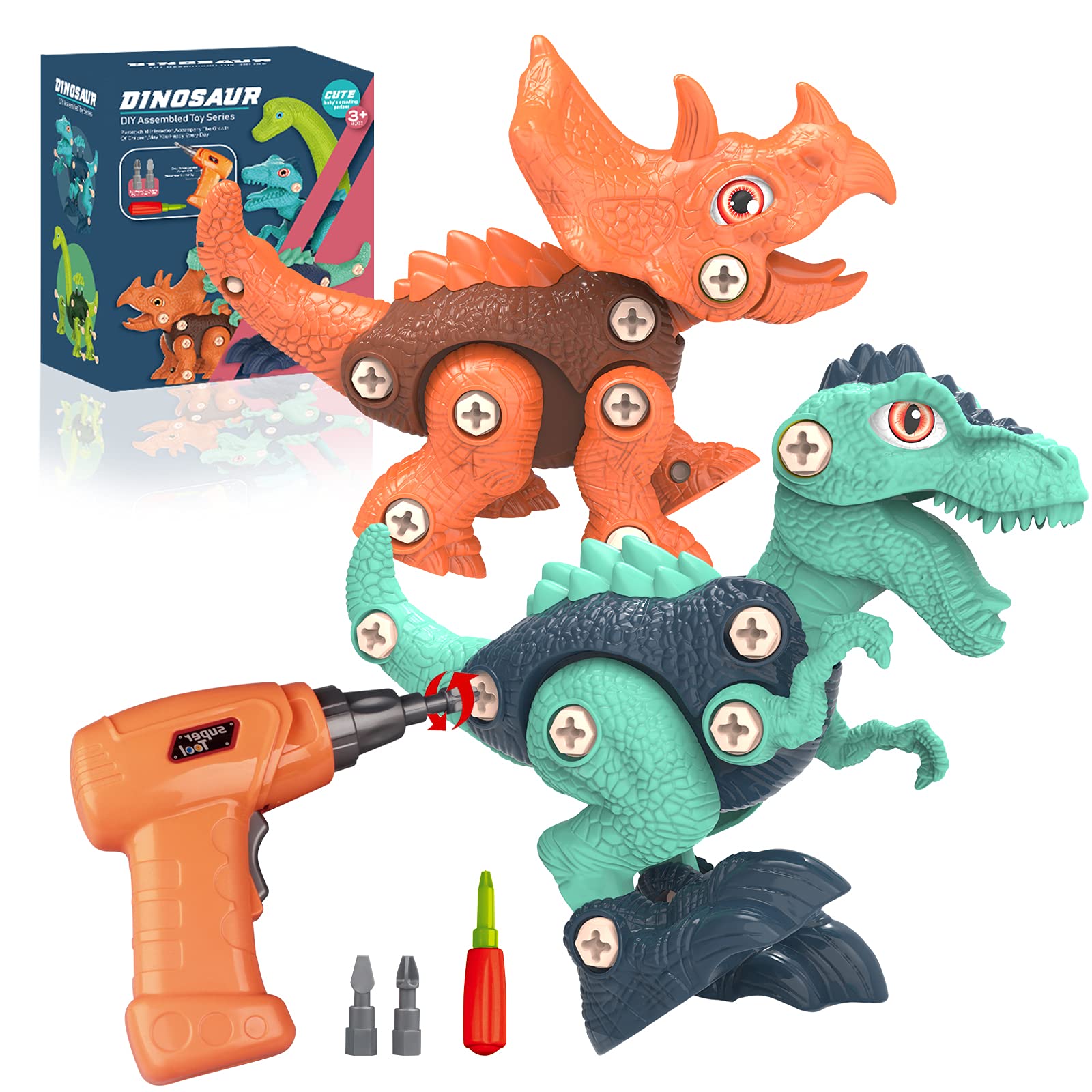 Dinosaur STEM Building Toys with Electric Drill for Kids 3-8 - Birthday Gifts for Boys & Girls