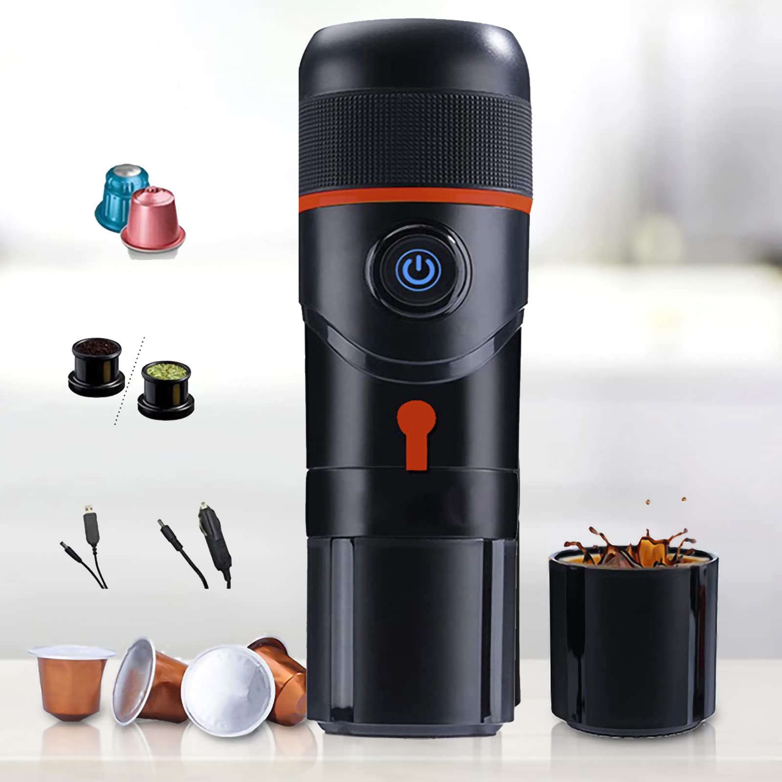 TDHLW Portable Espresso Maker - Manual Travel Coffee Machine for Ground Coffee & Original Capsules | Compact Camping Coffee Maker for Outdoor Adventures, Hiking & Road Trips (Red) | Perfect for Backpacking, RV Travel & Office Use