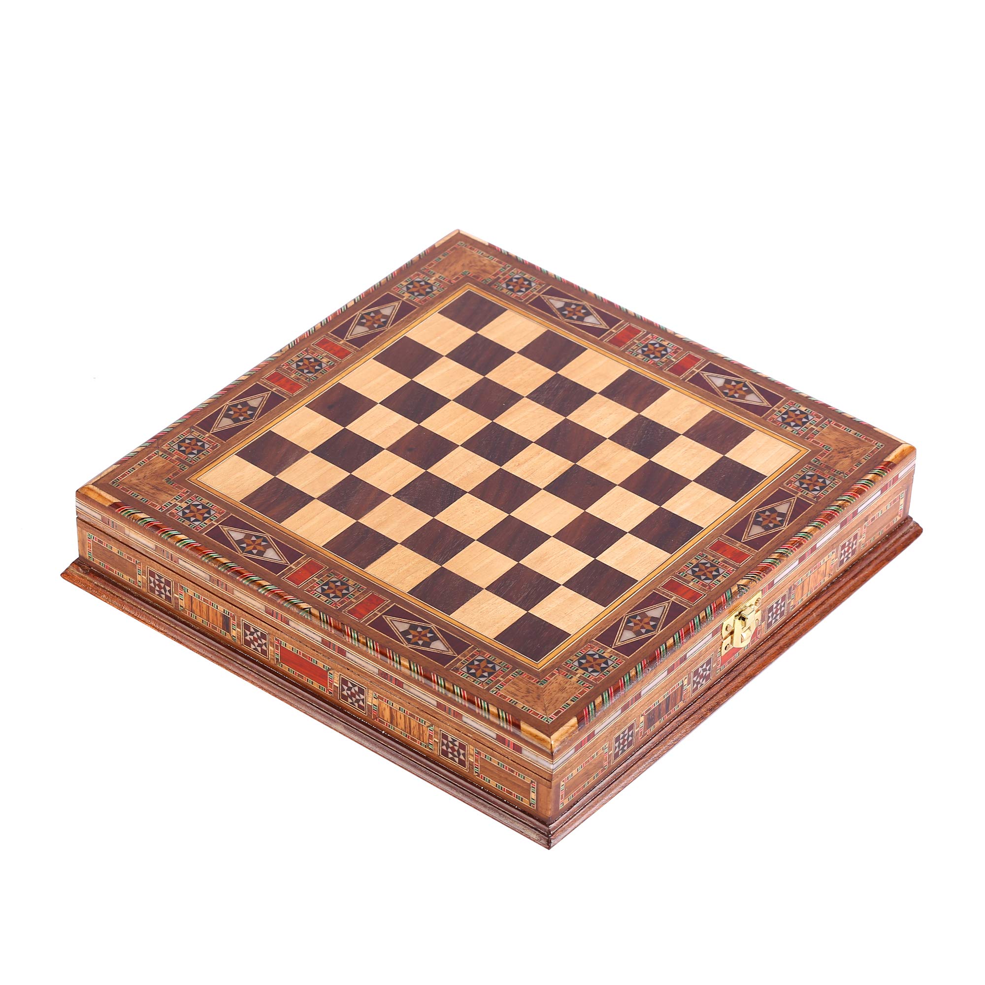 Handmade Historical Egypt Pharaoh Metal Chess Set with Natural Solid Wooden Board & Pearl Inlay - 3.4 Inch King Pieces for Adults | Perfect for Home Decor, Collector's Display & Strategy Game Nights