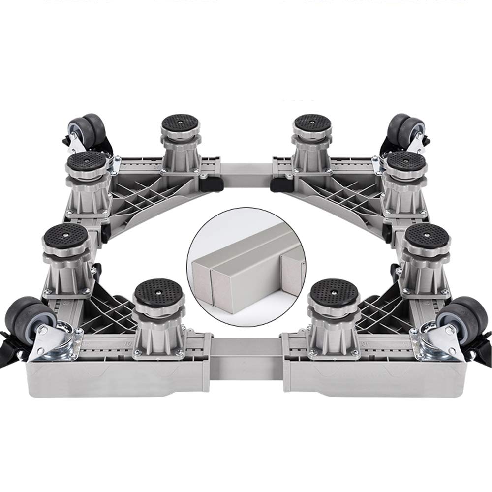 ZR Heavy Duty Adjustable Appliance Dolly with Swivel Lock Wheels - 8 Feet + 8 Rounds Base for Washing Machine, Dryer, Refrigerator & Air Conditioner - 300KG Load Capacity (Gray) - Perfect for Moving Appliances Safely in Homes, Laundromats & Offices