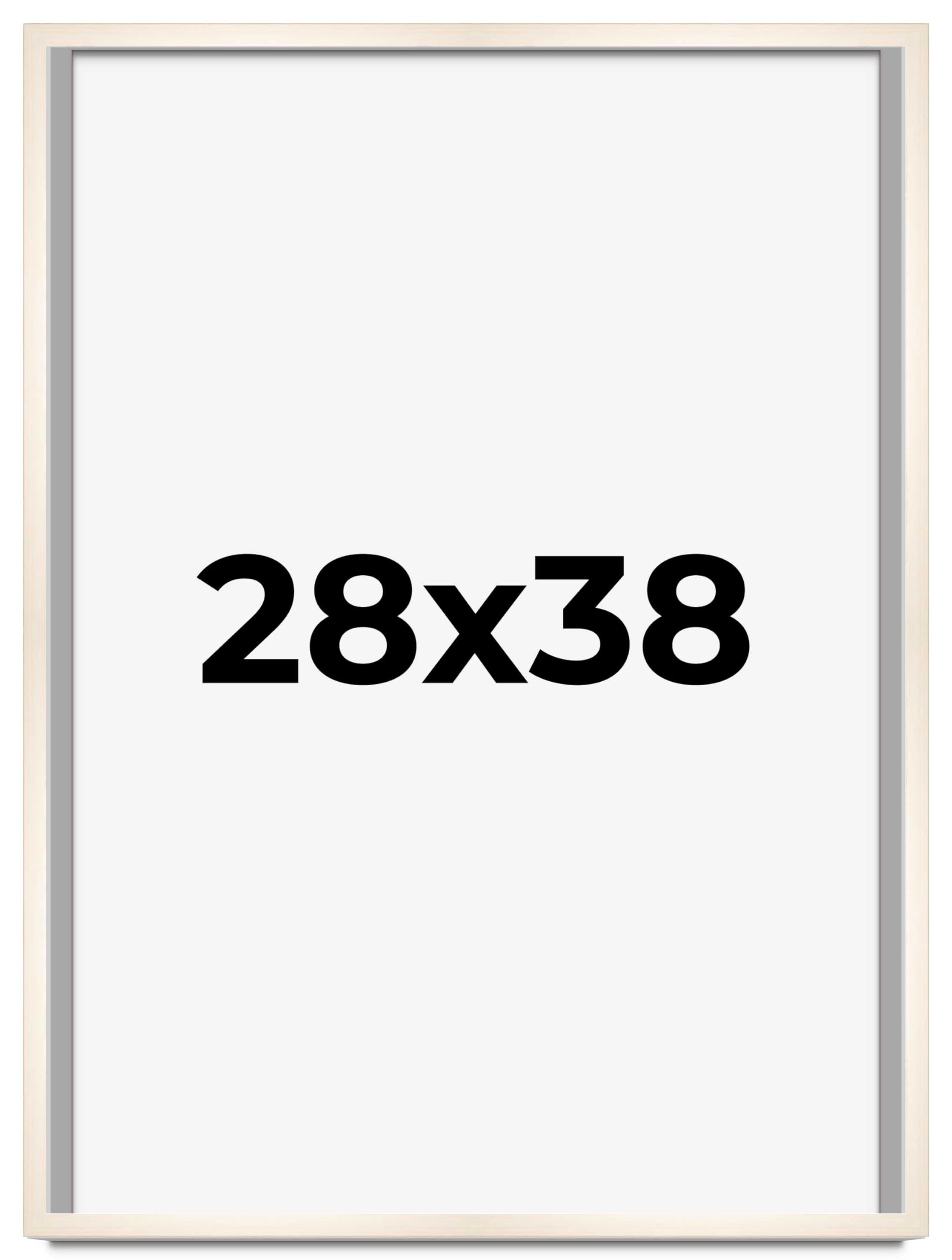 CountryArtHouse 28x38 Inch White Washed Solid Wood Picture Frame with UV Acrylic Plexiglass - 0.8125 Inch Moulding Width - Acid Free Foam Board Backing & Hanging Hardware Included - Perfect for Wall Art, Family Photos and Home Decor