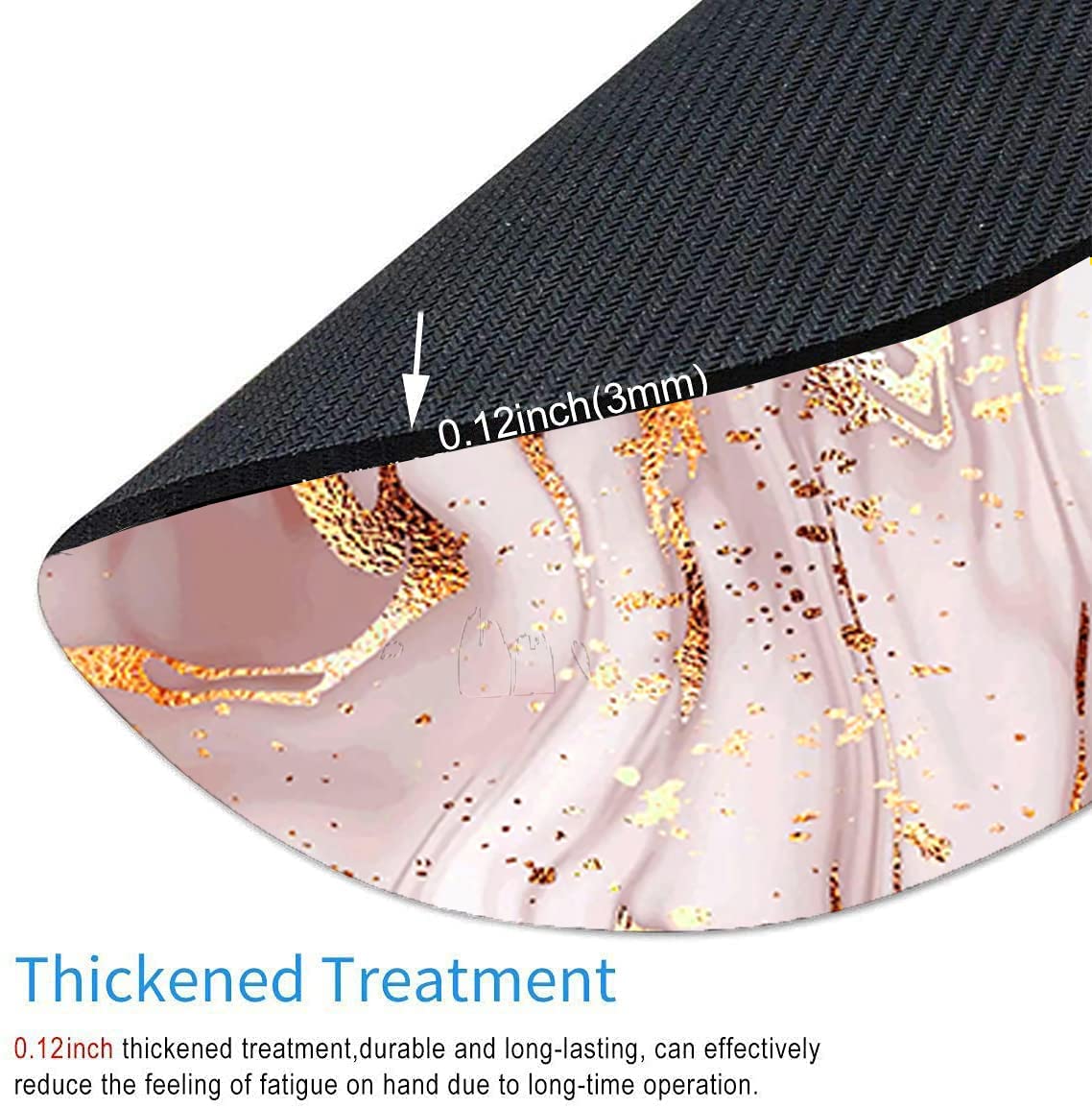Elegant Marble Mouse Pad with Non-Slip Rubber Base - Round Rose Gold Wireless Mouse Mat for Laptop & Office - Portable Custom Small Mousepad with Stylish Designs for Home, Work & Gaming Setups