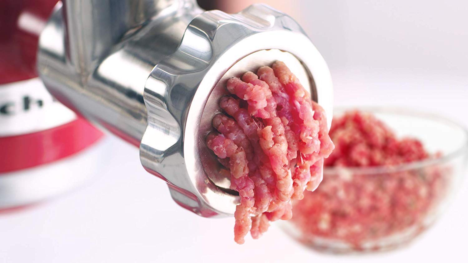 KitchenAid Stand Mixer Meat Grinder Attachment - Stainless Steel Food Grinder with 4 Grinding Plates, 3 Sausage Stuffer Tubes & 2 Blades - Perfect for Homemade Burgers, Sausages & Ground Meat