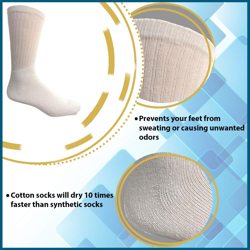 Yacht & Smith 60 Pairs Men's Cotton Athletic Socks Bulk Wholesale - Size 10-13, White - Perfect for Sports, Gym & Everyday Wear