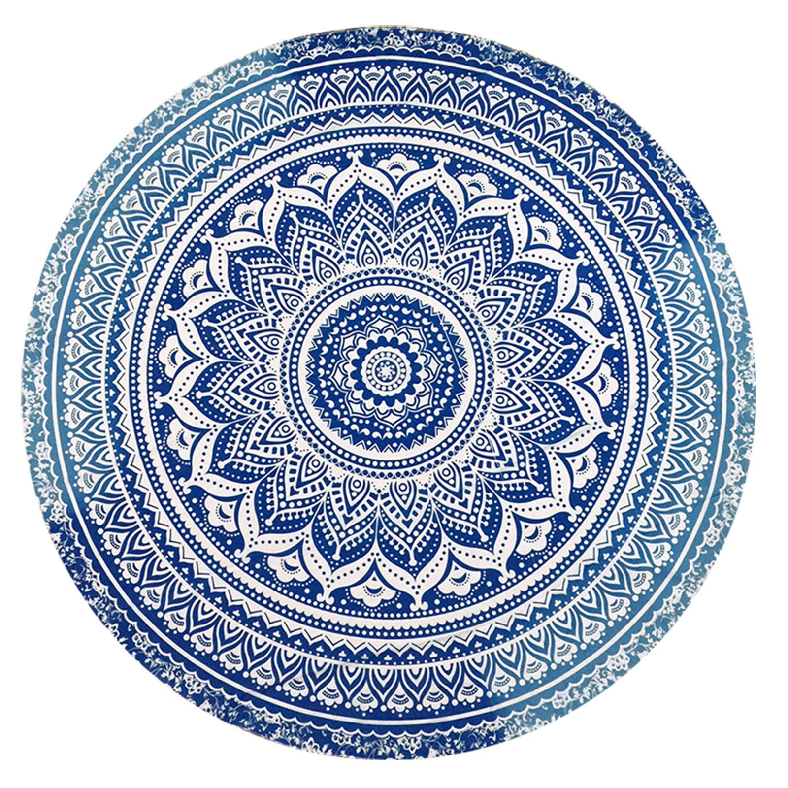 Celendi Kids Beach Blanket Towel - 58 Inch Large Round Sand Proof Meditation Mat for Pool, Outdoor Picnics, and Family Gatherings (Blue, One Size)
