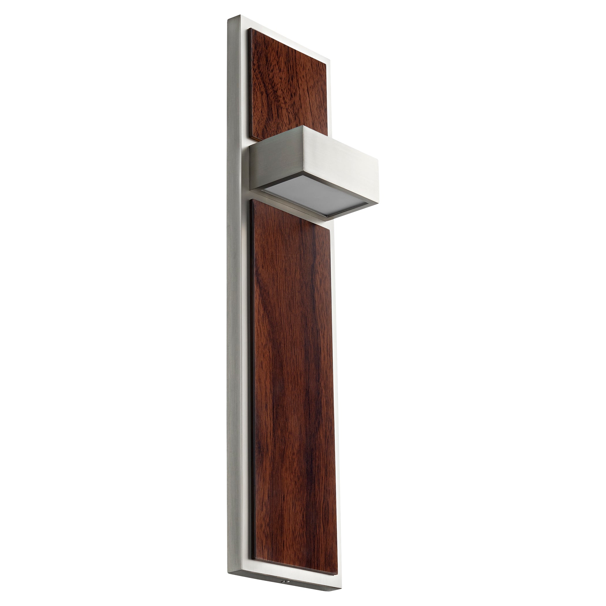 Oxygen Guapo 3 401 24 Inch Modern Wall Sconce Light Fixture - Satin Nickel Finish with Walnut Wood Accent - Perfect for Living Room, Bedroom, or Hallway Lighting