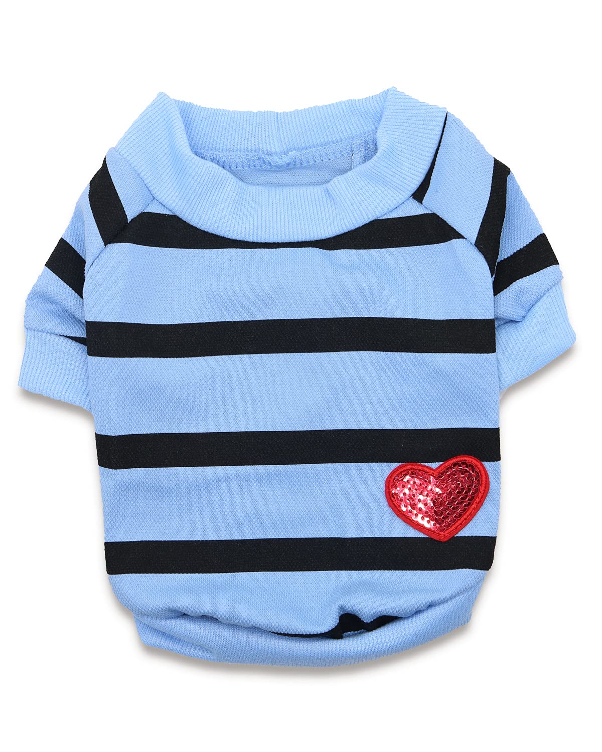 Striped Bulldog Sweater - Medium Dog Clothes for Small to Large Dogs | Blue Pet Jumper for Daily Walks
