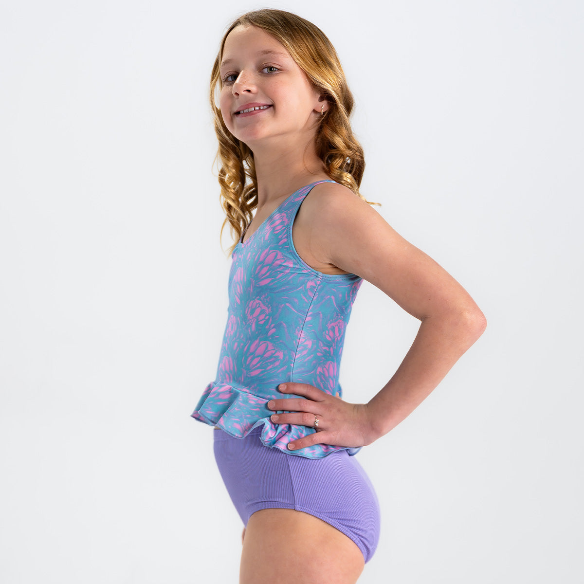 Girls V Neck Peplum Tankini Top - Stylish Swimwear for Kids - Perfect for Pool Parties, Beach Vacations & Summer Fun