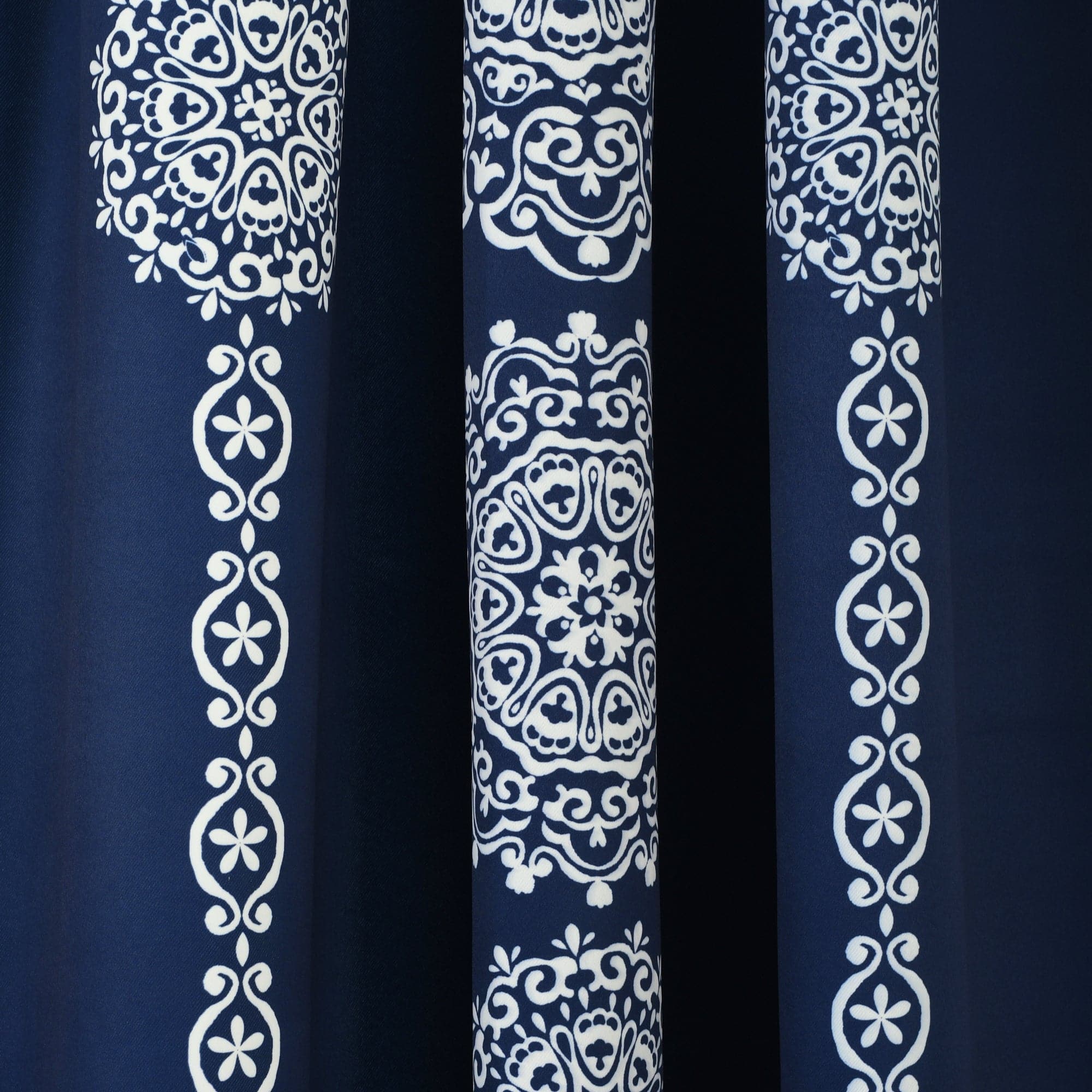 Stripe Medallion Light Filtering Window Curtain Set - Elegant Room Darkening Drapes for Living Room & Bedroom - Perfect for Privacy & Sun Protection