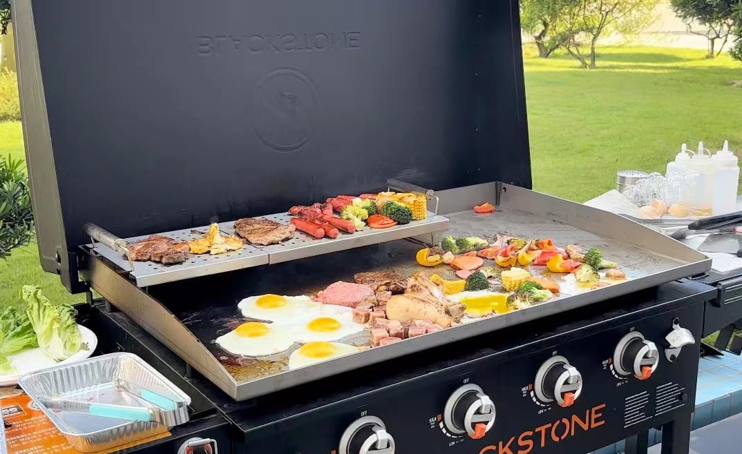 Adjustable Stainless Steel BBQ Griddle Warming Rack - Compatible with Blackstone 17/22/28/36 Inch, Weber, Charbroil, Camp Chef & Most Tabletop Flattop Griddles - Perfect for Outdoor Cooking, Backyard BBQs, Camping & Tailgating Parties