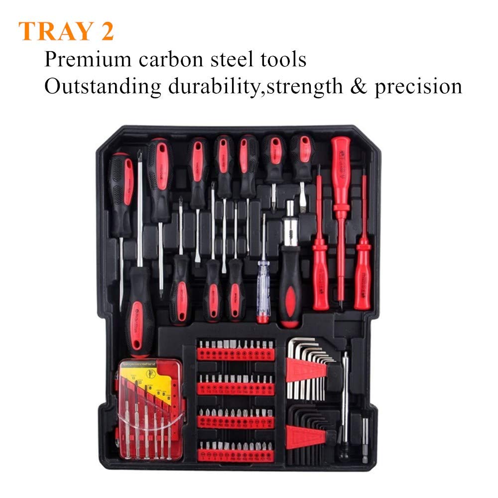 FLZOSPER 799-Piece Heavy Duty Tool Set with Rolling Wheels & Aluminum Trolley Case - Complete Home Repair & Auto Maintenance Tool Kit for DIY Projects, Professional Mechanics, and Emergency Fixes