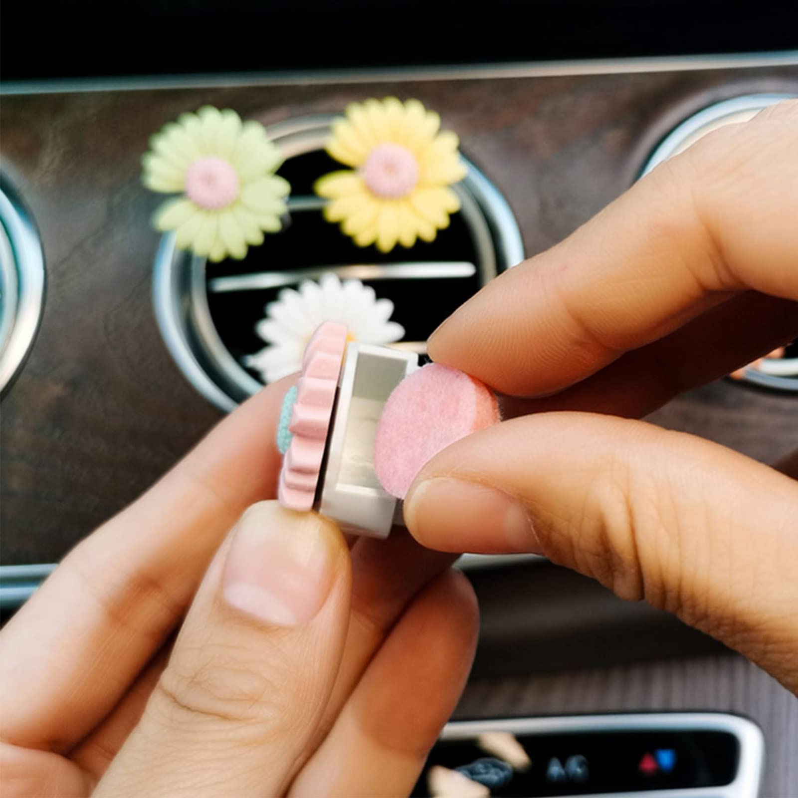 2 Pack Daisy Flower Air Vent Clips - Cute Boho Car Air Freshener & Decor for Women - Perfect for Cars, Offices & Home Fragrance