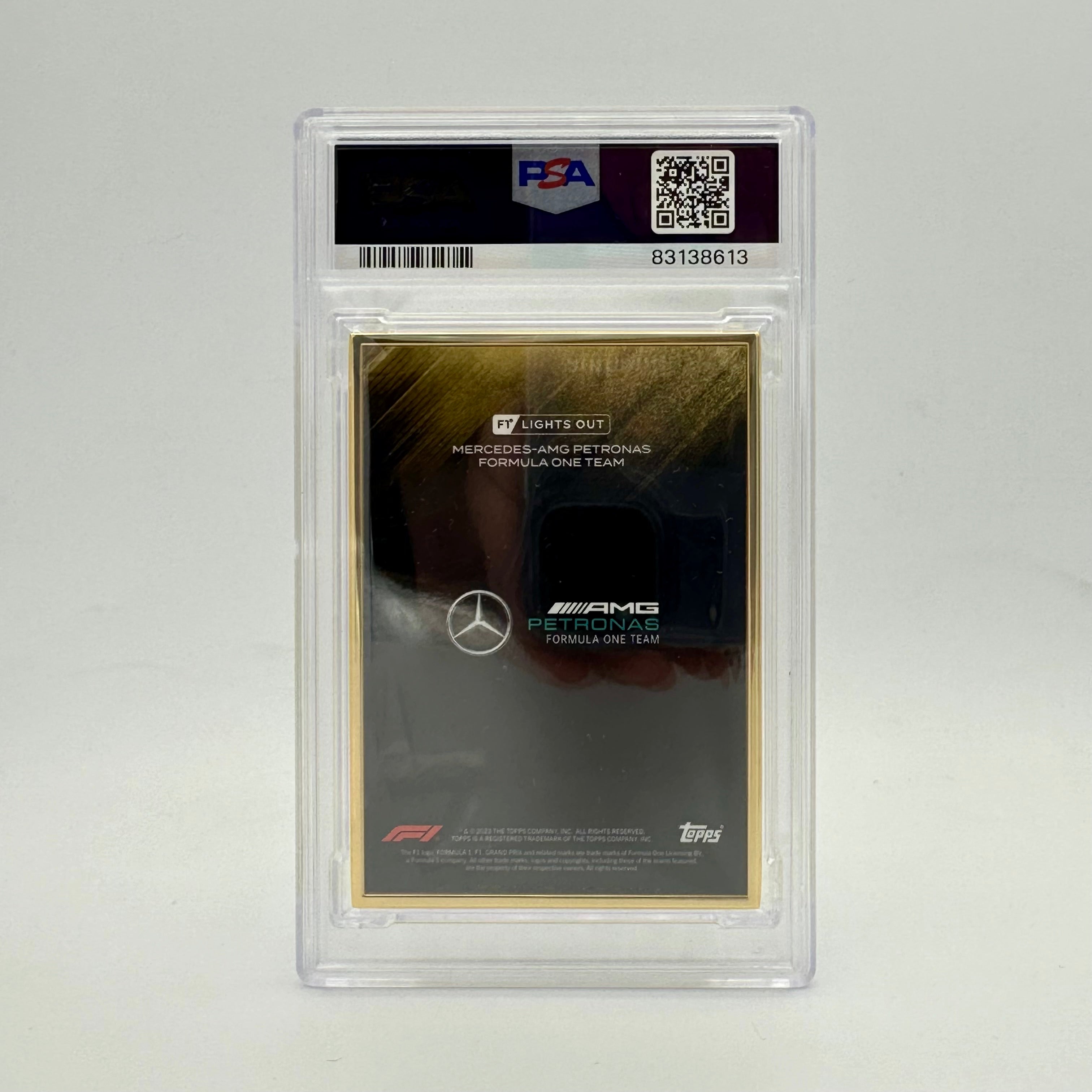 2022 George Russell Lights Out PSA 8.5 Graded Gold Frame Racing Card - Perfect for F1 Collectors & Motorsport Memorabilia Displays
