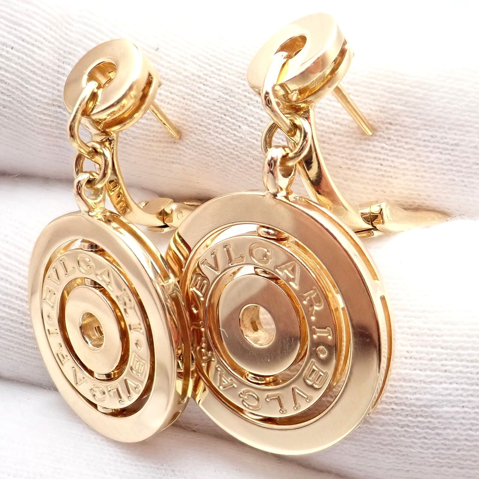 Authentic Bulgari Bvlgari 18k Yellow Gold Three Circle Earrings - Luxury Italian Jewelry for Women, Perfect for Parties, Weddings & Special Occasions