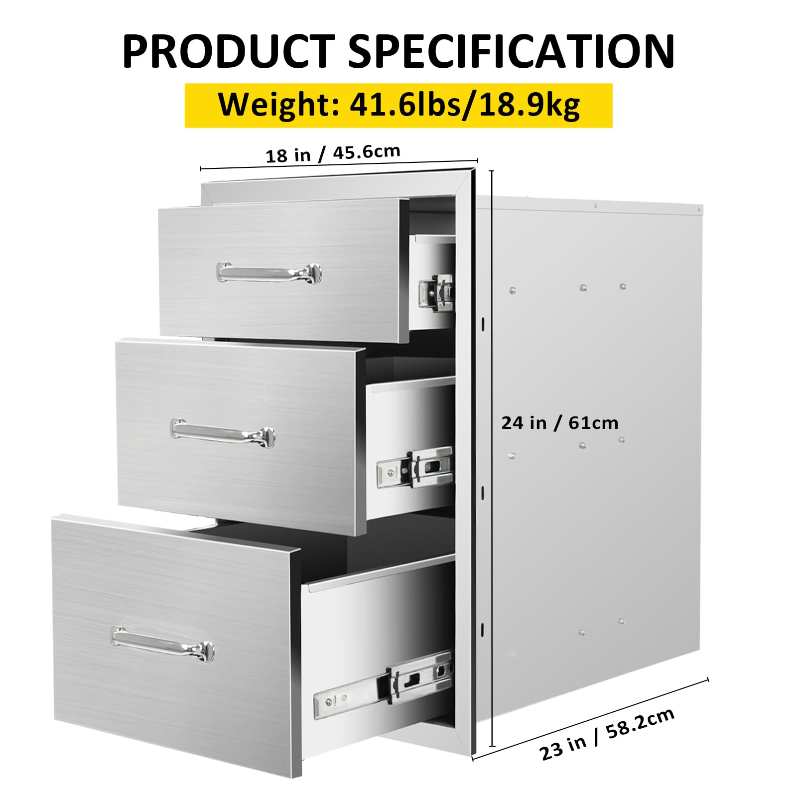 Stainless Steel Triple BBQ Drawers 18
