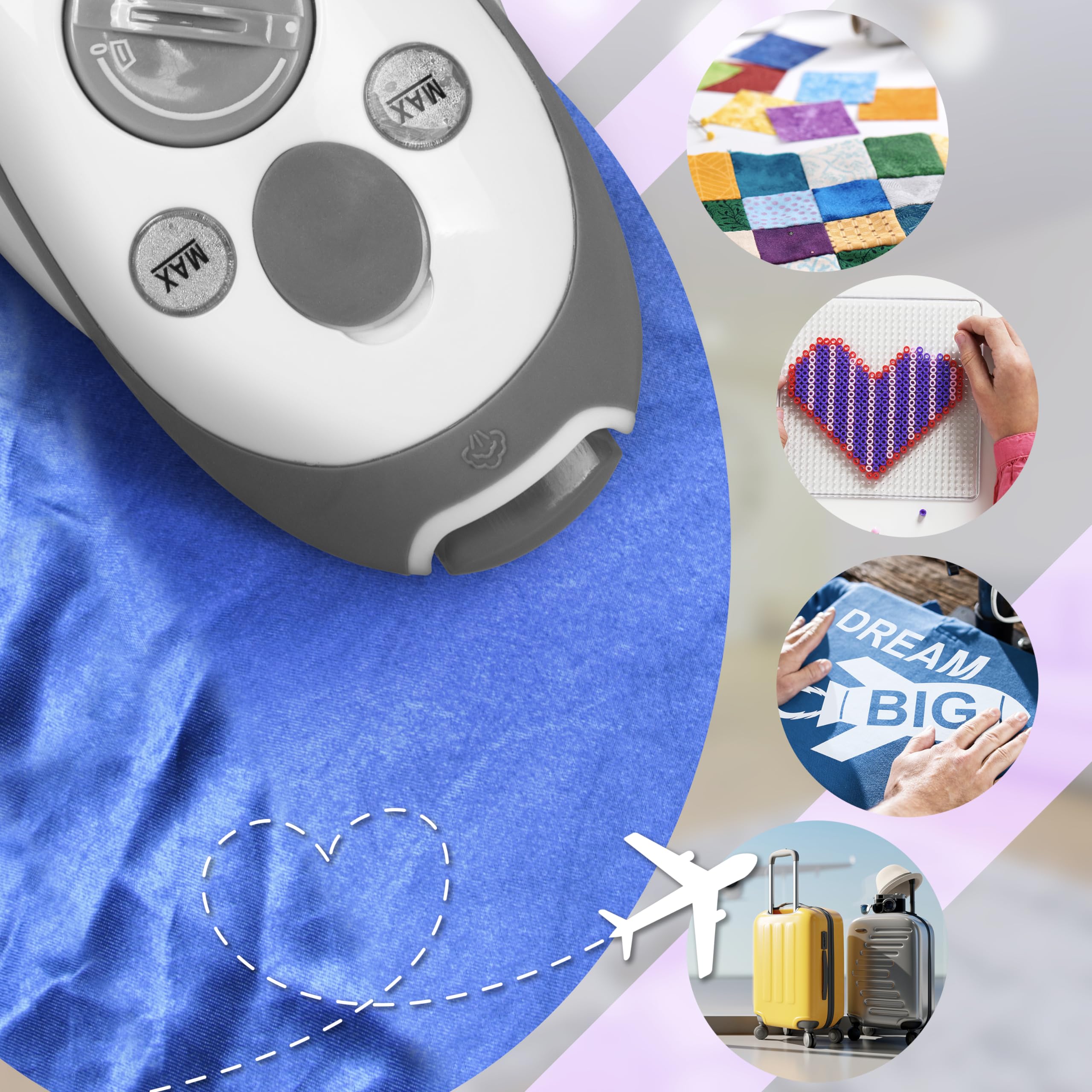 Duronic SI2 WE Mini Travel Iron - 375W Compact & Lightweight Portable Steam Iron with 50ml Water Tank & Adjustable Heat Settings - Perfect for Travel, Quilting, Patchwork, Applique & Craft Projects