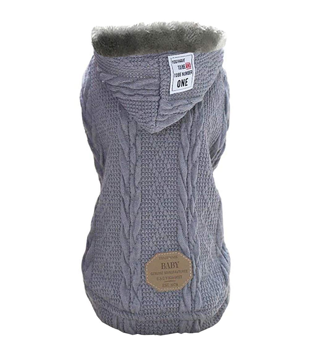 Warm Fleece Dog Sweater with Hood - Winter Turtleneck Pet Coat for Small & Medium Dogs & Cats | Cozy Outfit for Cold Weather, Outdoor Walks & Indoor Comfort (XXL, Classic Grey)
