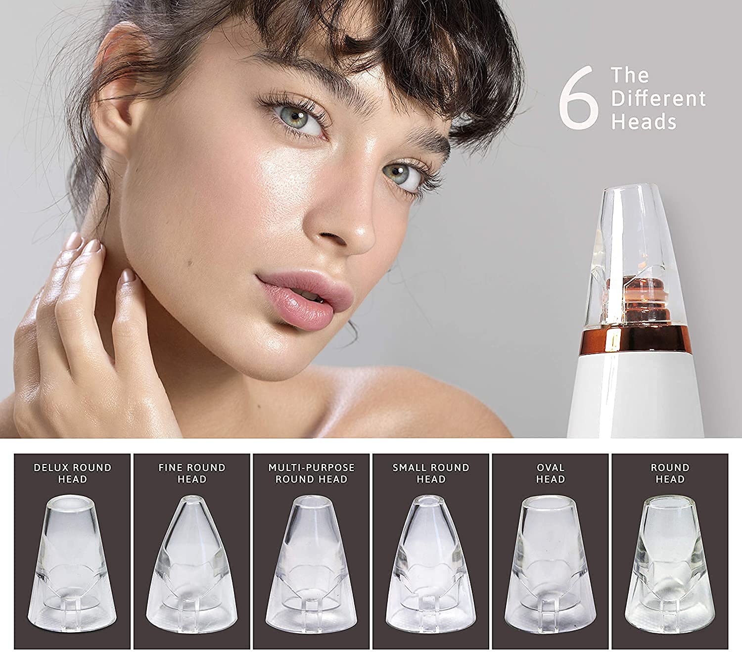 6-in-1 Multi-Function Blackhead Remover Tool Kit | USB Rechargeable Electric Derma Suction Machine | Professional Acne Pimple & Pore Vacuum Cleaner for Face, Nose & Skin Care - Perfect for Home Spa & Daily Skincare Routine