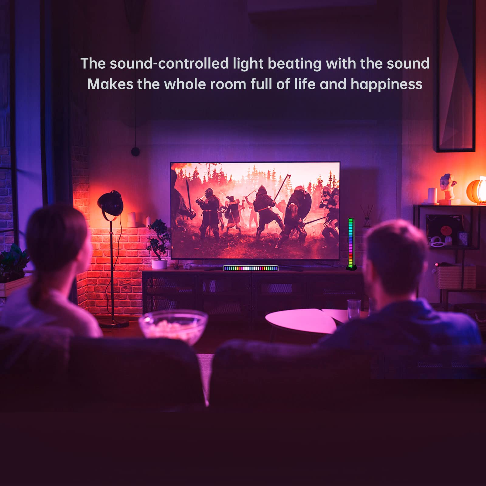 GINGO RGB Voice-Activated Music Light Bar - 32 Bit Audio Spectrum LED with Sound Control for Car, Desktop & Gaming Setup | Perfect for Vehicles, Parties & Home Entertainment