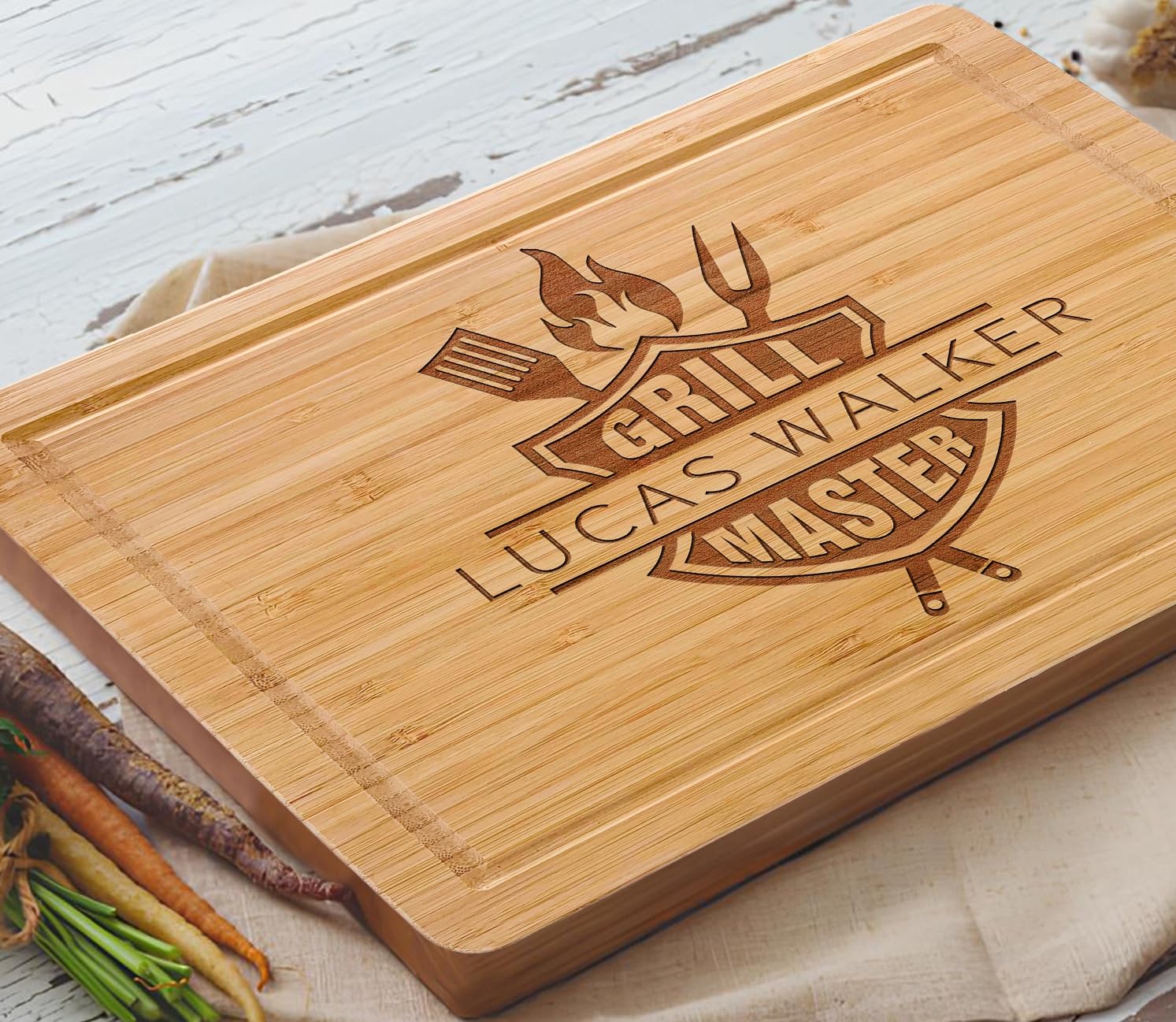 Custom Personalized Grill Cutting Board - Unique Christmas & Father's Day Gifts for Men, Dad & Grandpa - Perfect for BBQ, Grilling & Outdoor Cooking