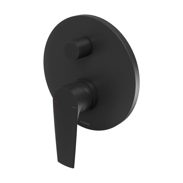 Arlo Matte Black Shower Bath Diverter Mixer Trim Kit - Phoenix Builders Collection for Bathroom & Shower Renovation | Perfect for Modern Home Upgrades