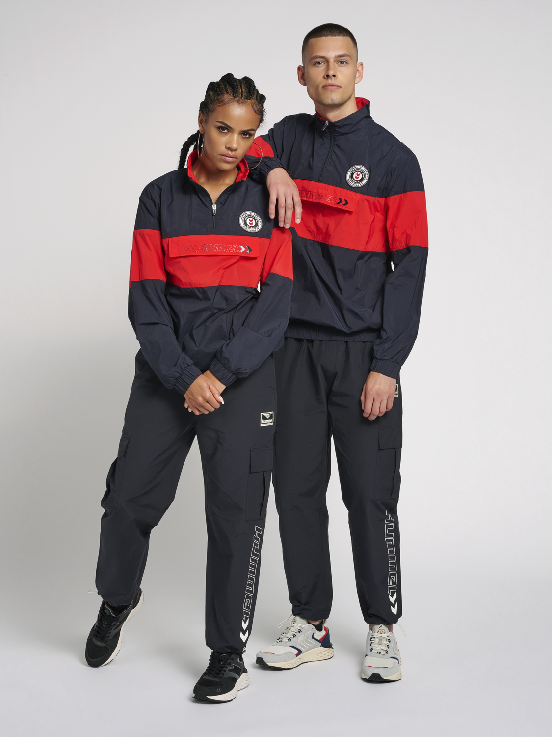 Hummel HMLJORES Half Zip Jacket for Men - Dark Navy/Red Athletic Pullover - Perfect for Running, Gym & Casual Wear