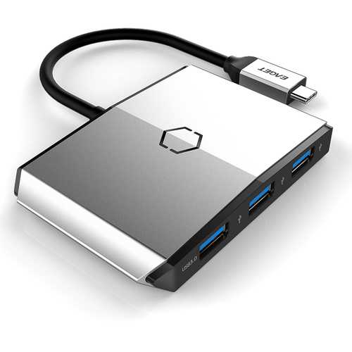 Eaget CH35s 3-in-1 USB C Hub with 3 USB 3.0 Ports, SD/TF Card Reader - Compatible with MacBook, Tablet, PC - Perfect for Data Transfer, Charging & File Management