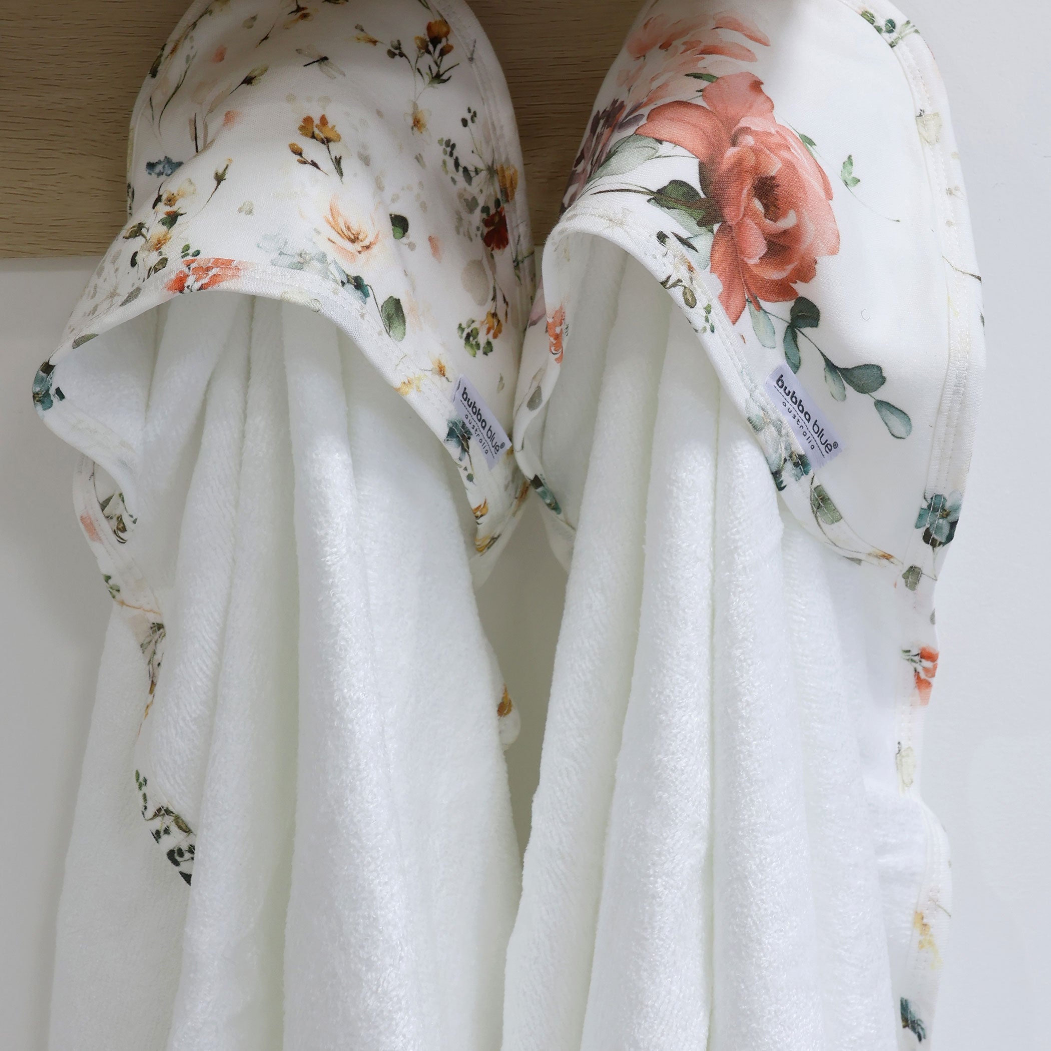 Soft & Absorbent Peonies Bamboo 2-Pack Hooded Baby Towels for Bath Time, Swimming & Spa - Hypoallergenic & Eco-Friendly