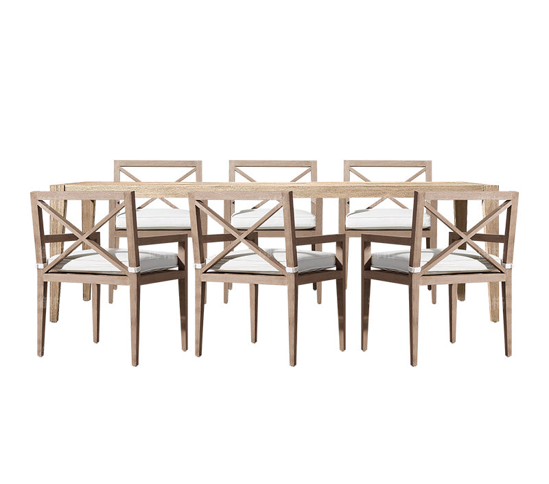 6 chairs 220cm teak long table (without armrest)