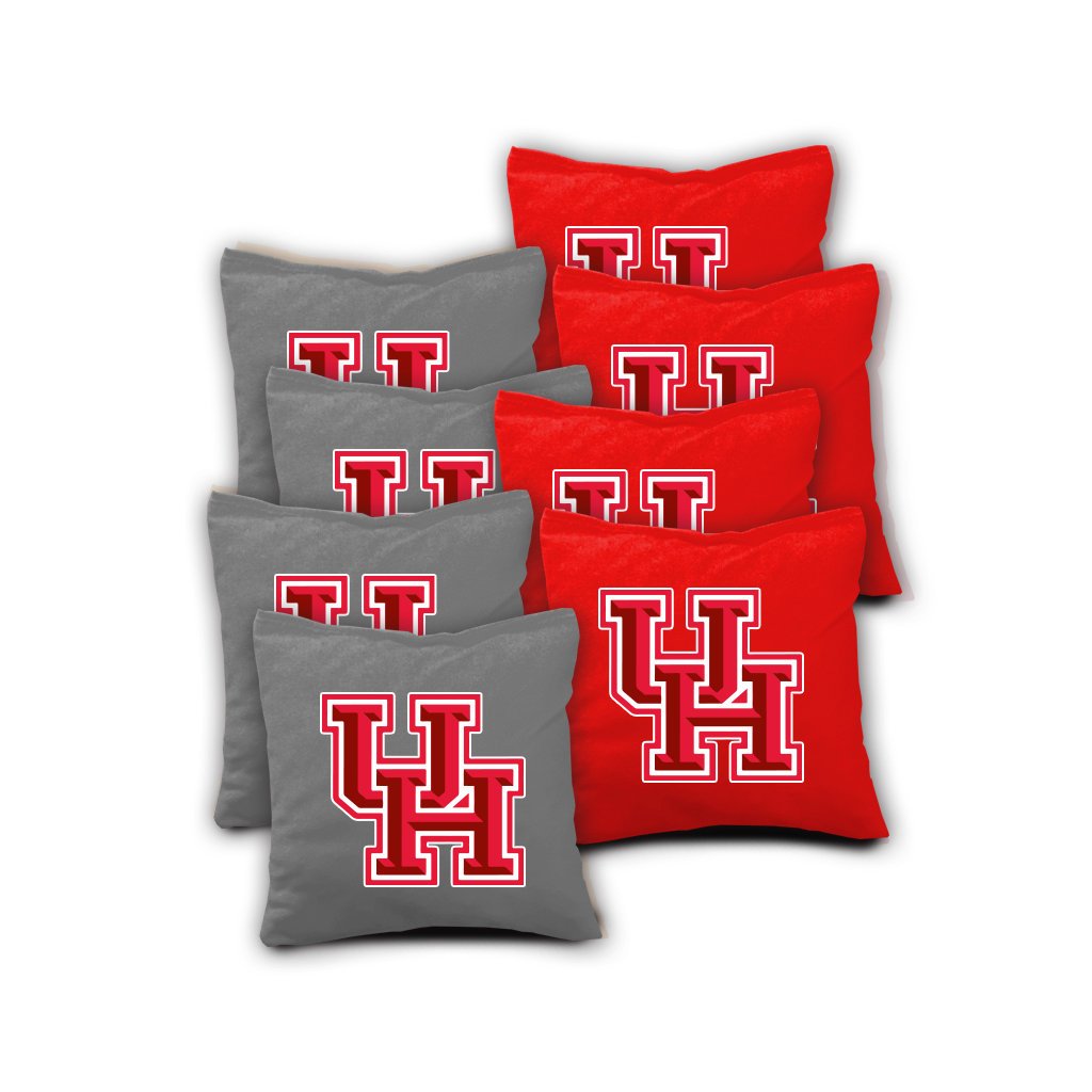 Houston Cougars Stained Striped Custom Cornhole Boards - Regulation Size Bean Bag Toss Game Set with 8 ACA Approved Bags - Perfect for Tailgating, Backyard Parties & Outdoor Games