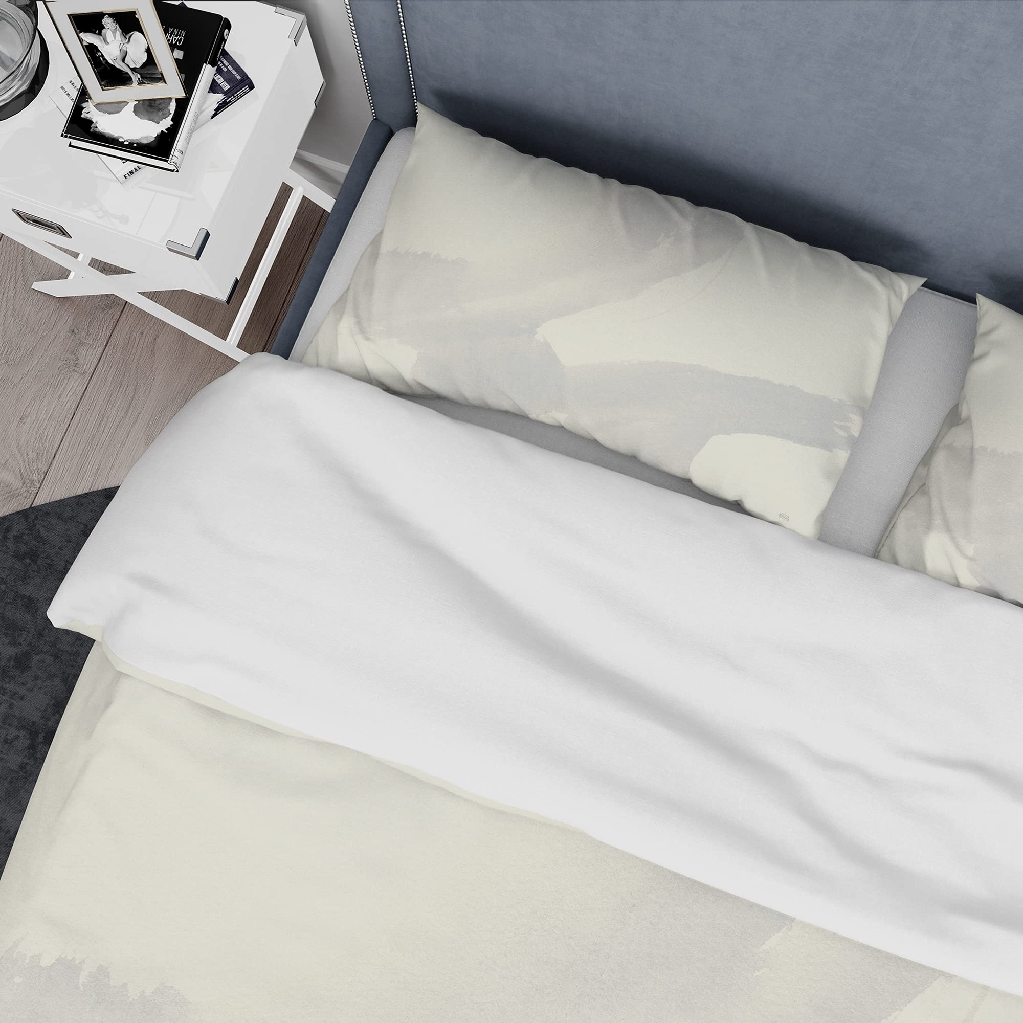 DesignQ Minimal Geometric Zen III Modern & Contemporary King Duvet Cover Set - 3 Piece Abstract Bedding in Grey | All Season Luxury Bedding for Master Bedroom & Guest Room Decor