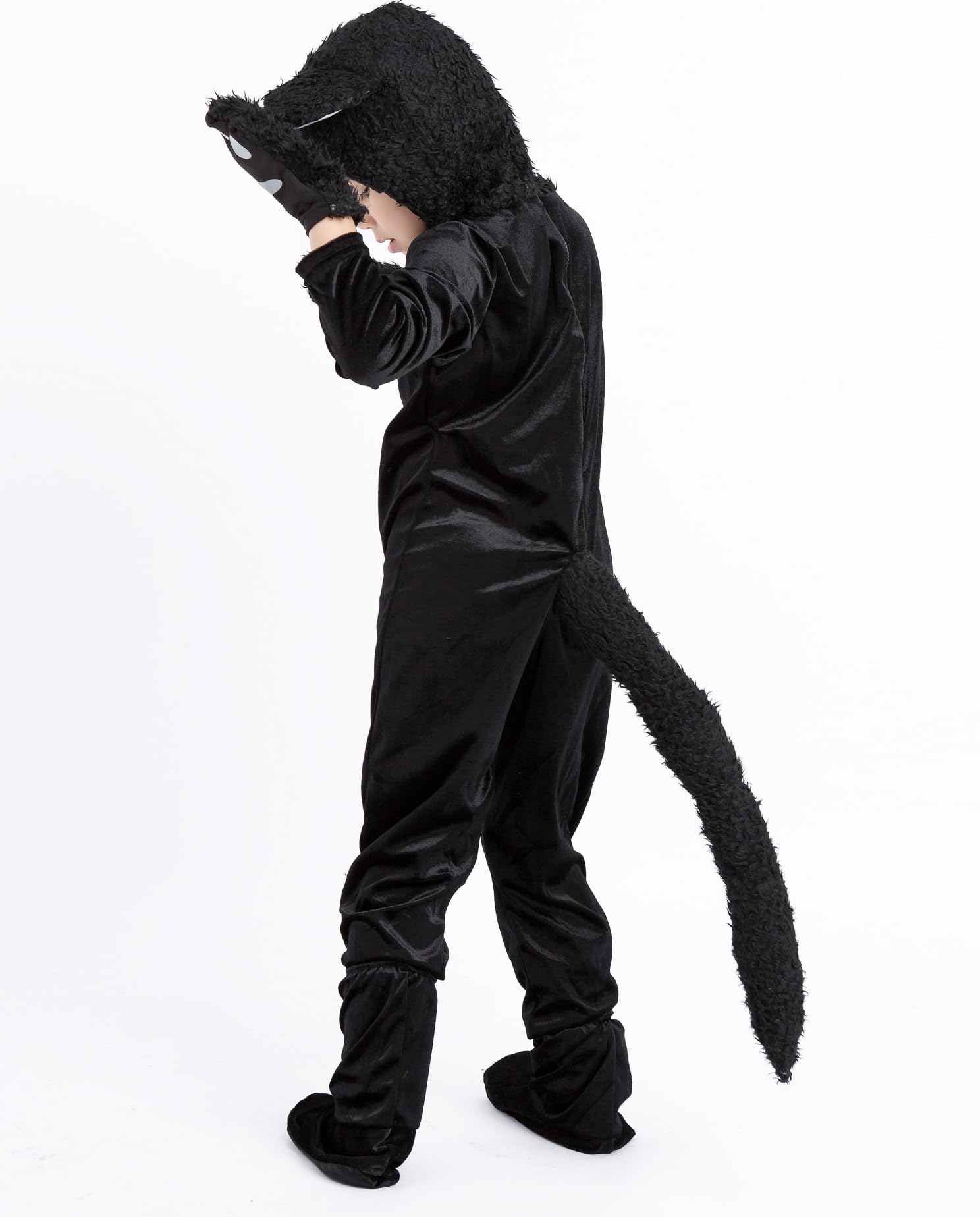 Black Cat Halloween Costume for Girls & Boys - Kids Animal Cosplay Jumpsuit for Dress Up Parties, Trick or Treating & Halloween Events