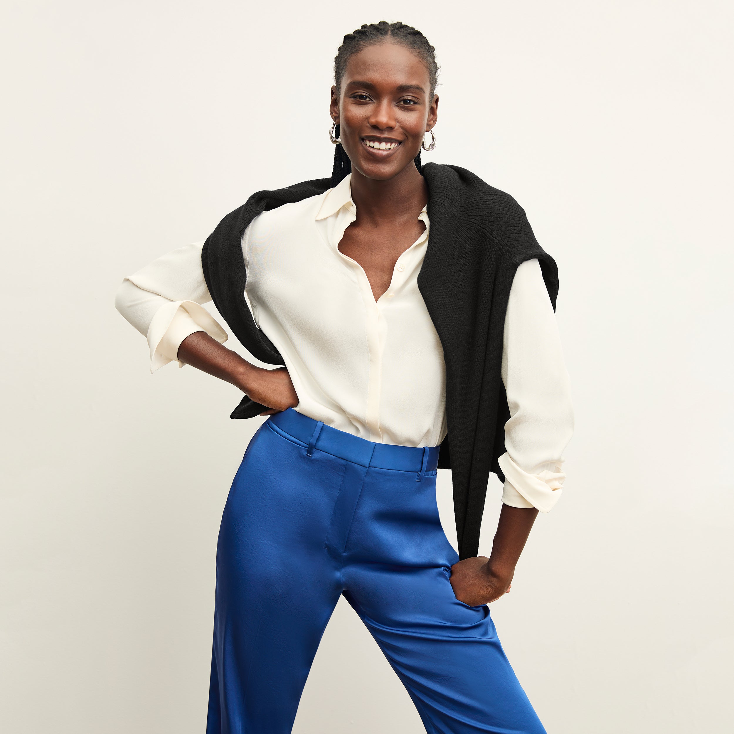 Smith Pant - Everyday Satin Pants for Women in Sapphire Blue | Comfortable Lounge & Sleepwear | Perfect for Yoga, Relaxing at Home & Travel