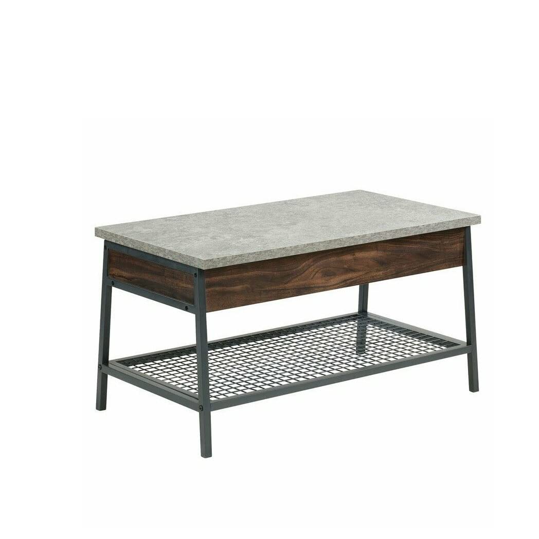 Lift Top Coffee Table with Storage - Solid Wood & Metal Frame in Rich Walnut Finish - Modern Living Room Center Table for Small Spaces, Home Office, and Family Gatherings