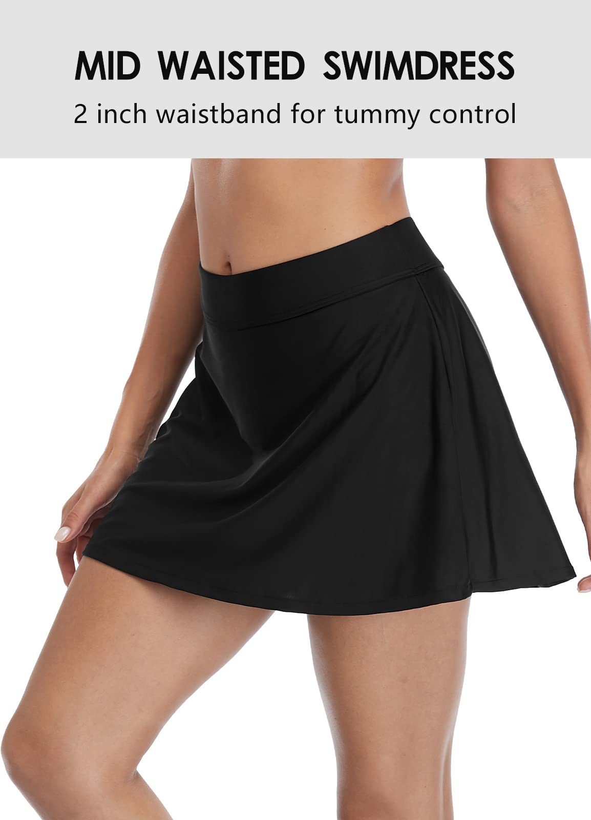 Beautyin Women's Solid Swim Skirt with Built-in Briefs - Tummy Control Tankini Bottoms for Beach, Pool & Vacation | High Waisted Swimwear for Comfort & Confidence