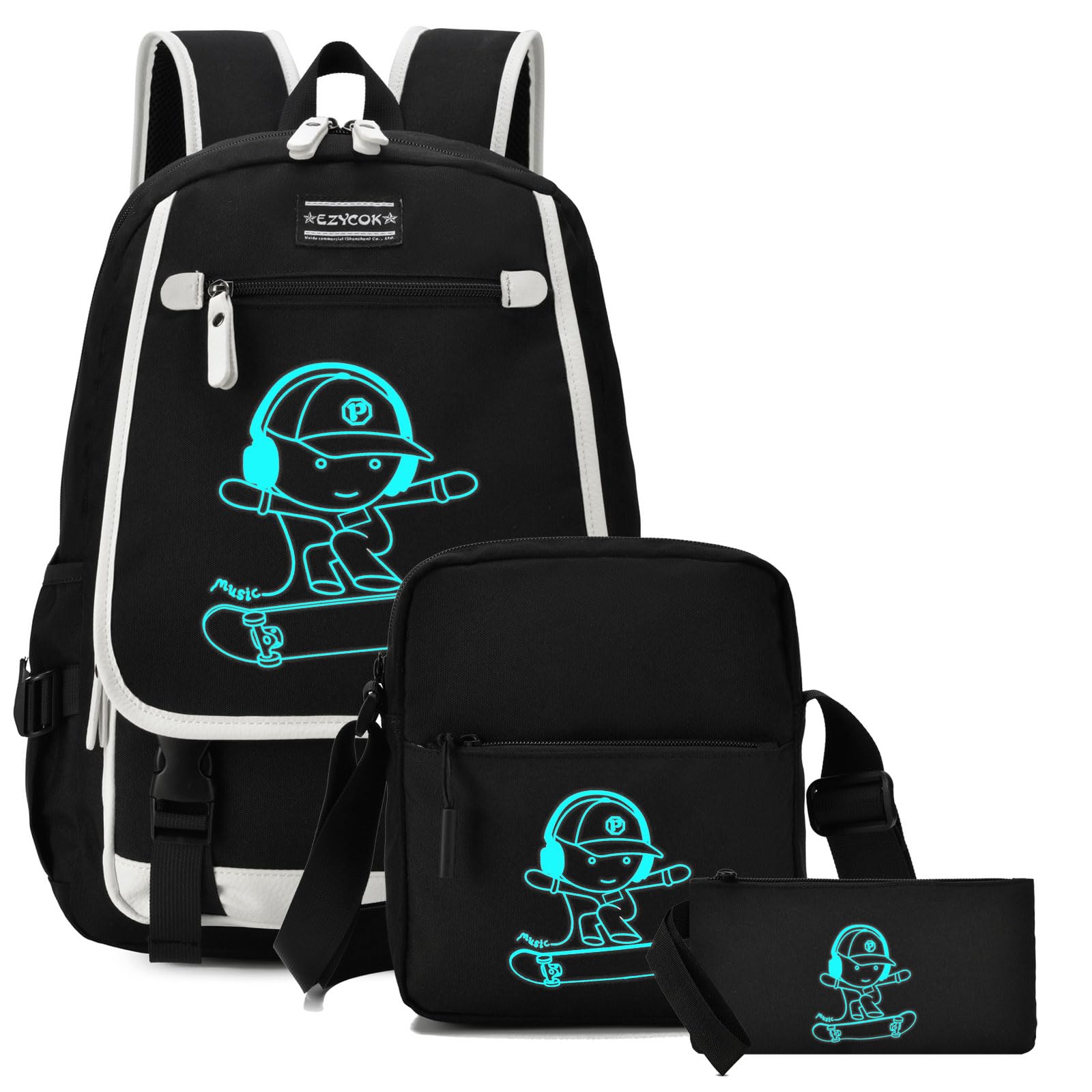 Kids School Backpack with Luminous Anime Design - Lightweight Skateboard Backpack for Teen Boys & Girls, College Laptop Bookbag - Perfect for School, Travel & Daily Use