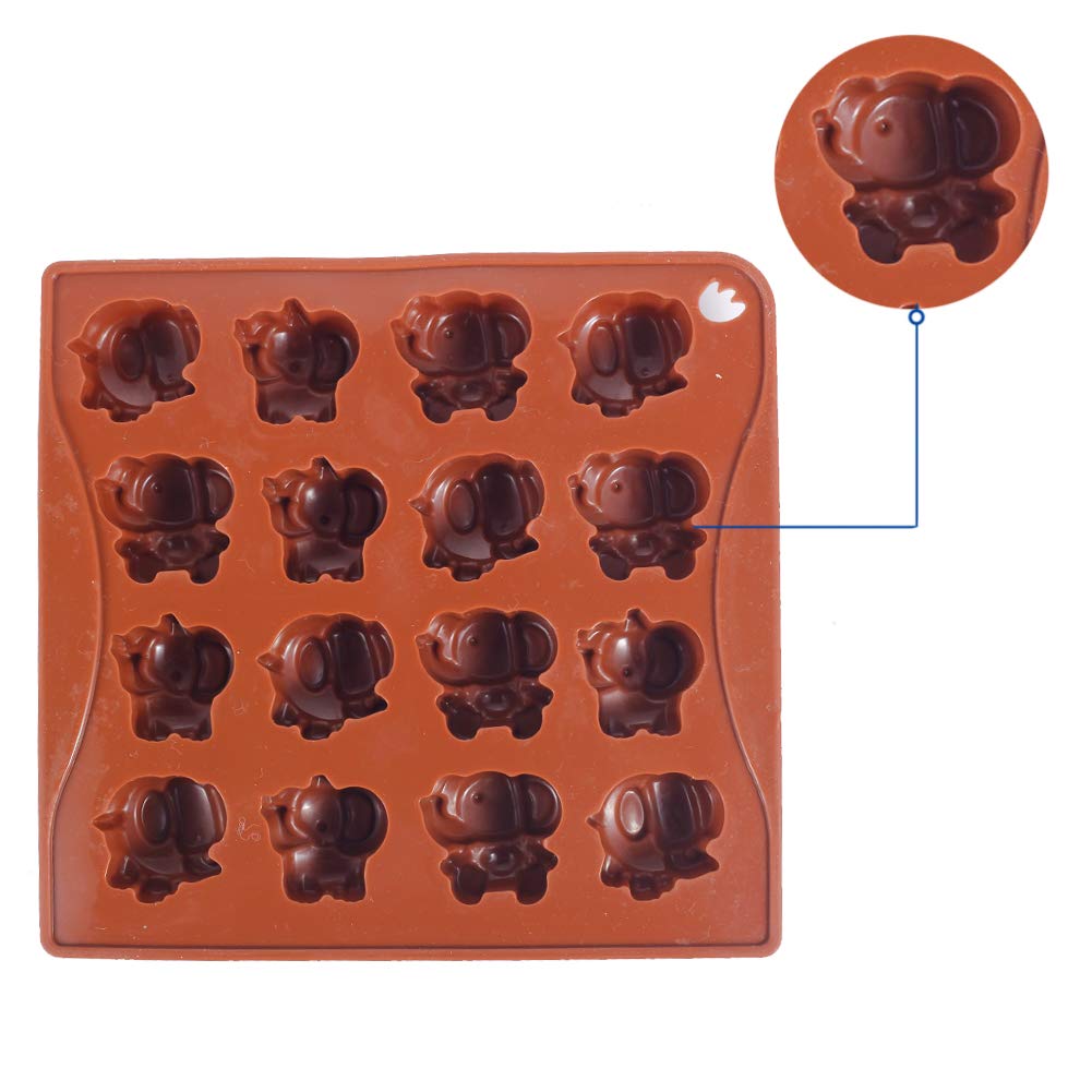 Yunko 16 Cavity Elephant Silicone Chocolate Mold - Reusable Ice Cube Tray for Baking, Candy Making & DIY Crafts - Perfect for Birthday Parties, Baby Showers & Holiday Treats