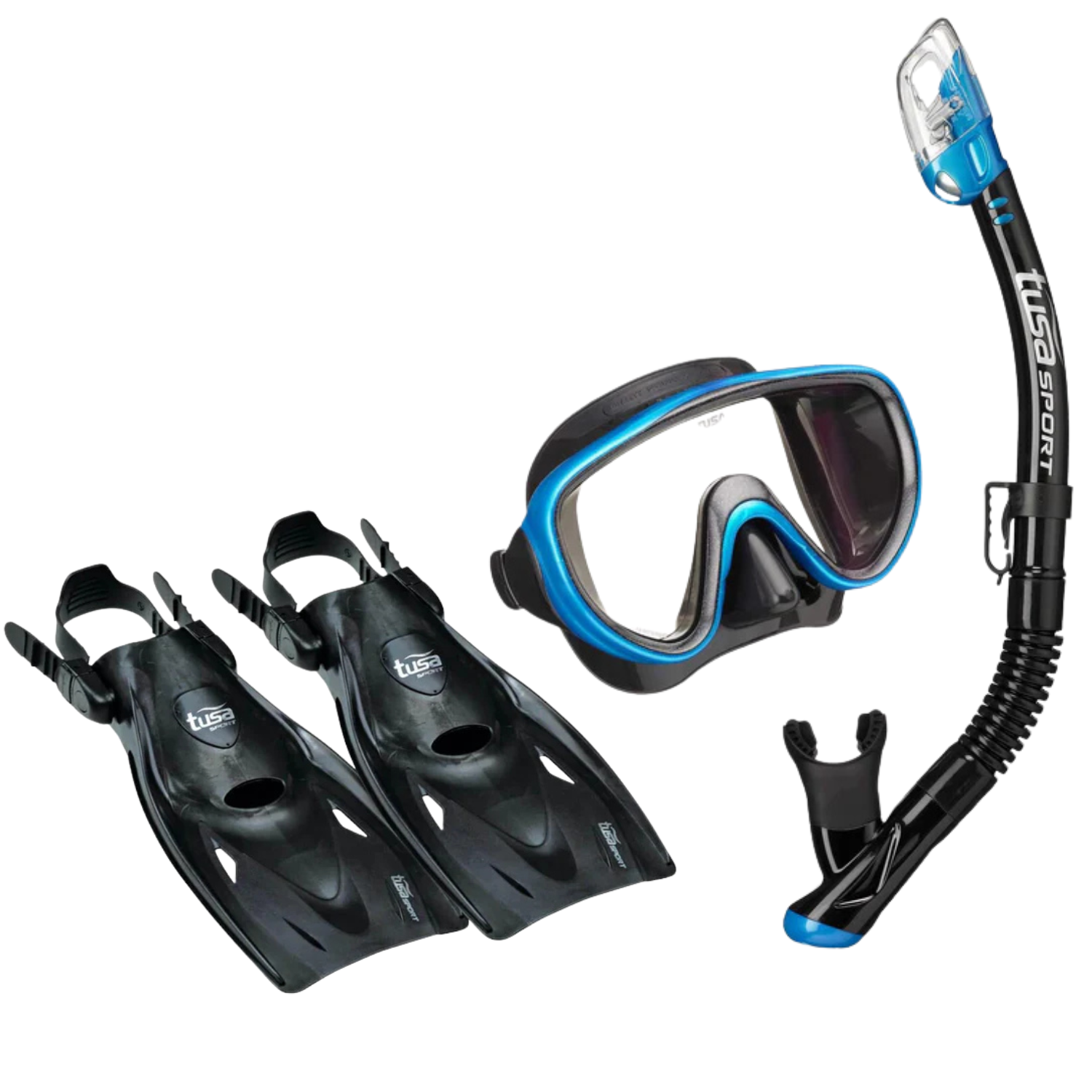 Tusa Serene Snorkel Set with Adjustable Fins - Comfortable Snorkeling Gear for Adults & Kids - Perfect for Beach Vacations, Pool Swimming & Ocean Adventures