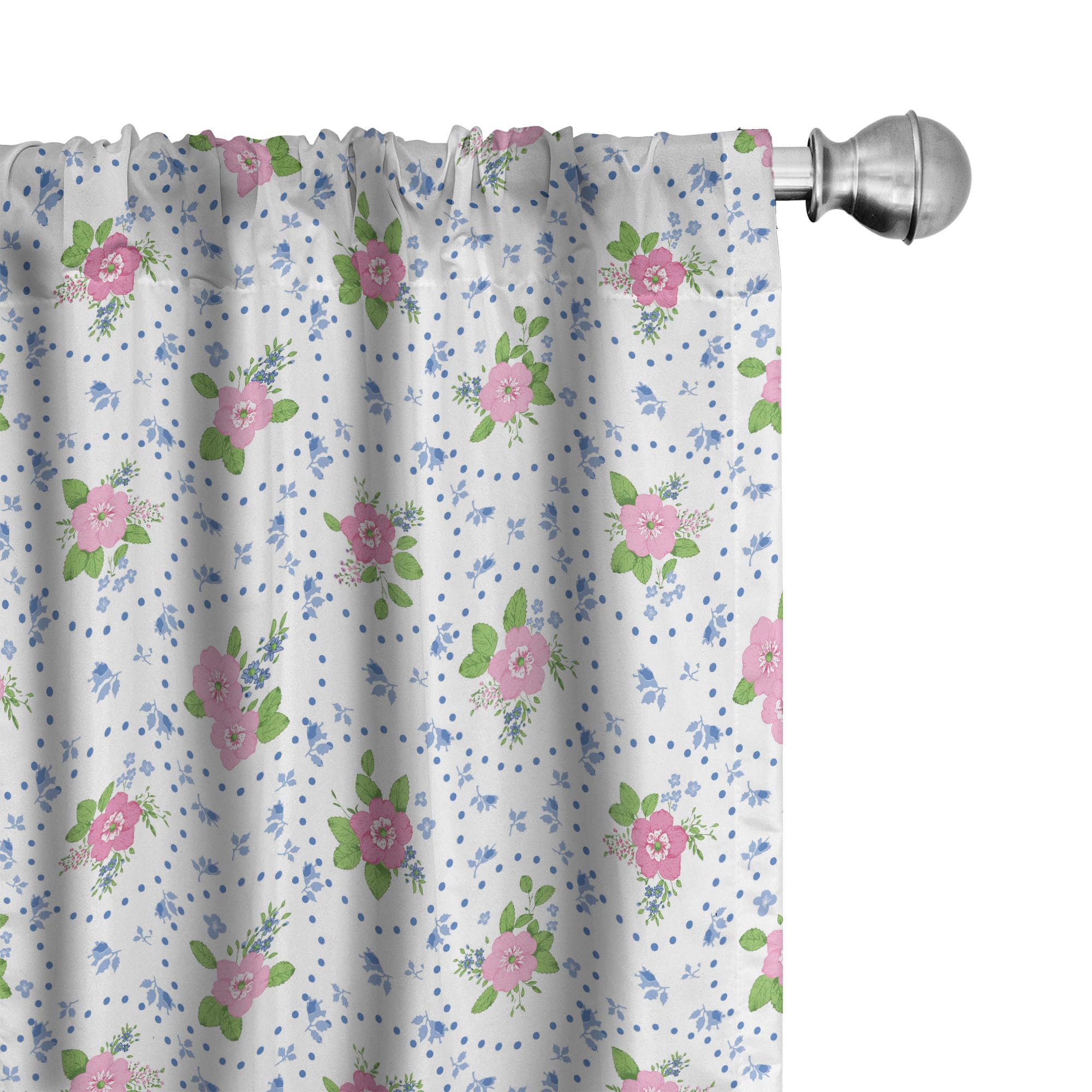 Ambesonne Floral Curtains - 2 Panel Set with Classic Peony Flowers & Circular Bouquets, 28