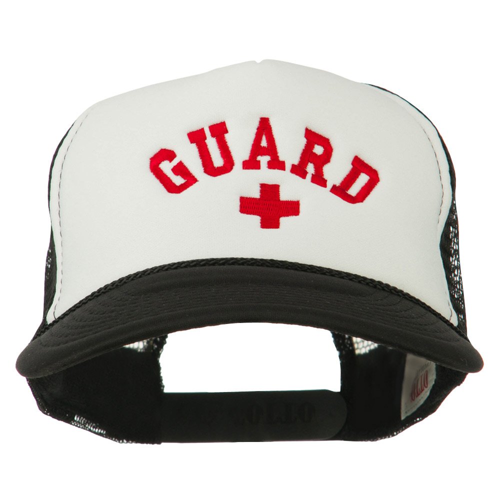 Life Guard Cross Embroidered Foam Mesh Back Cap - Breathable Adjustable Swim Hat for Beach, Pool & Water Sports