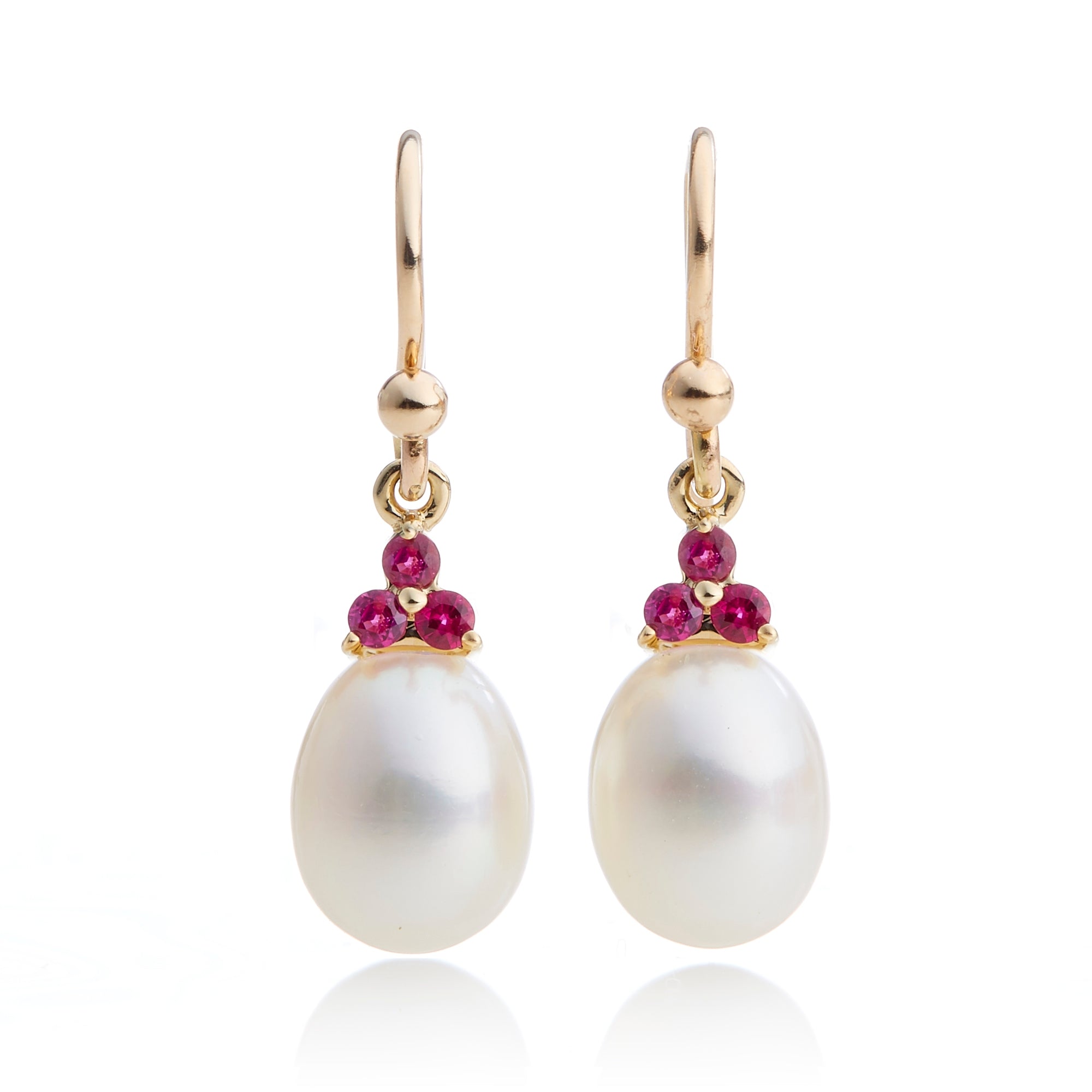 Elegant Madison Drop Earrings with Pearls & Rubies - Perfect for Weddings, Parties & Special Occasions