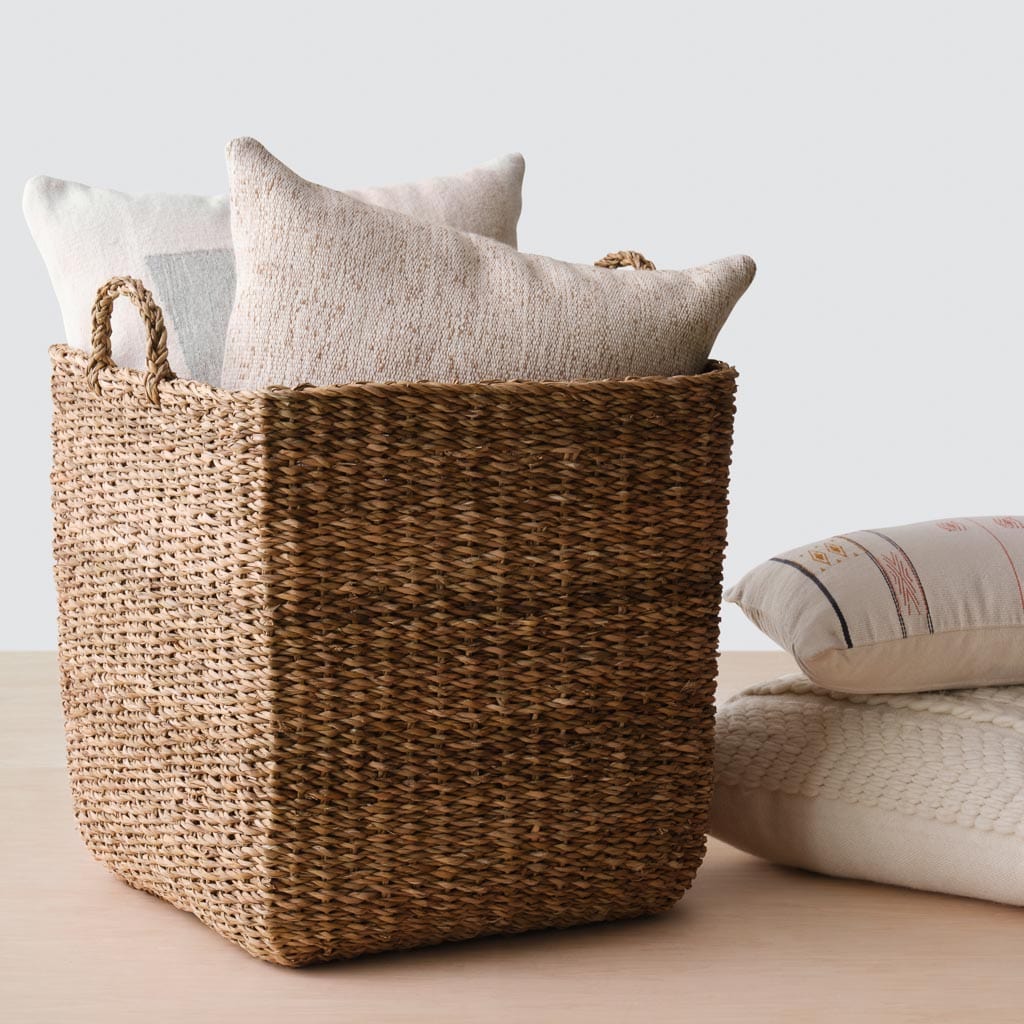 Padma Square Storage Baskets - Woven Decorative Bins for Home Organization - Perfect for Bedroom, Bathroom & Closet Storage